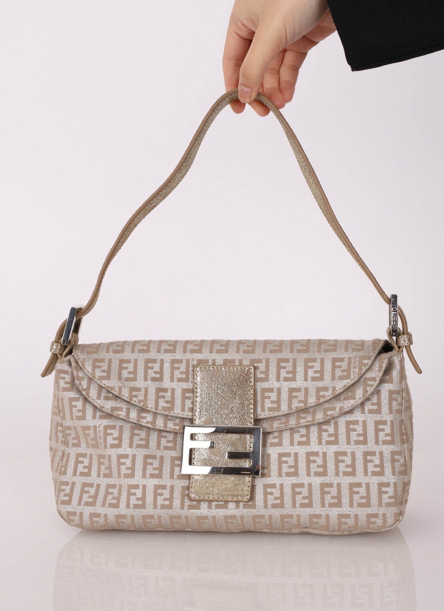 Fendi Zucchino Metallic Baguette - FashioNica