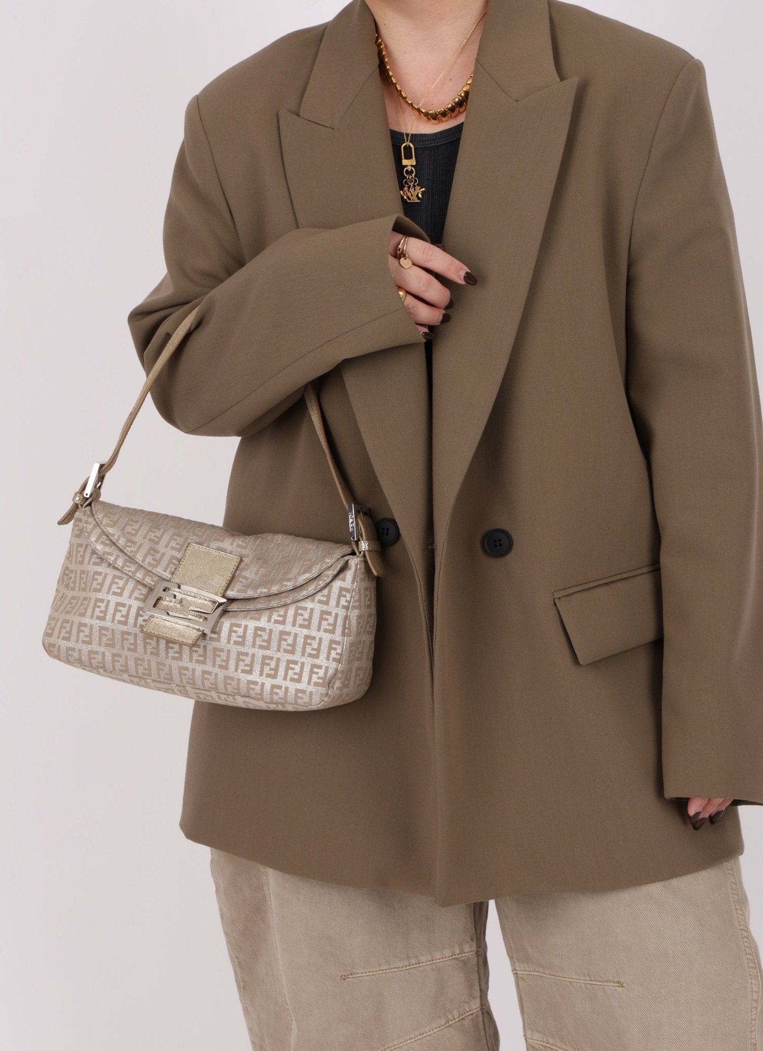 Fendi Zucchino Metallic Baguette - FashioNica