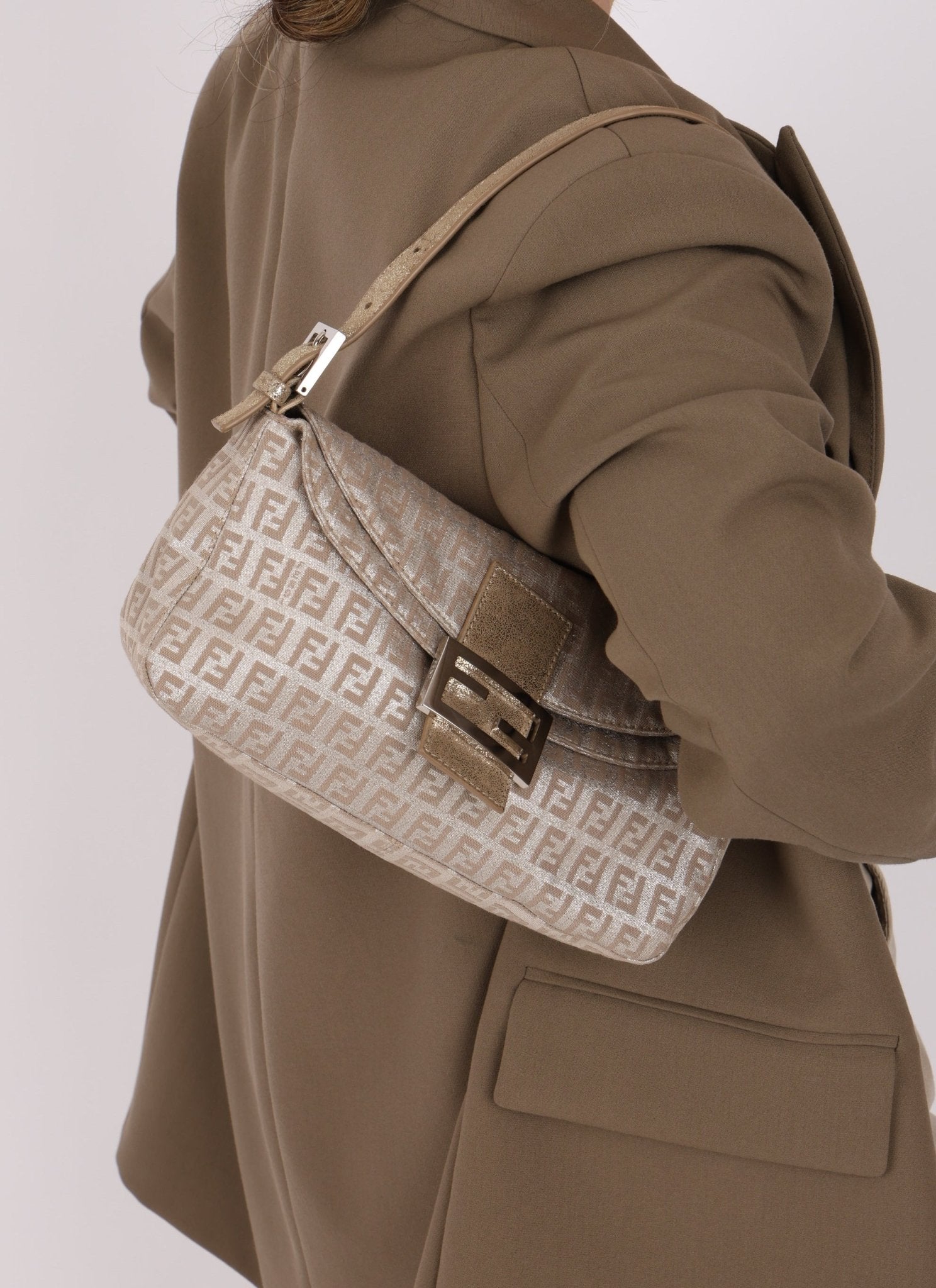 Fendi Zucchino Metallic Baguette - FashioNica
