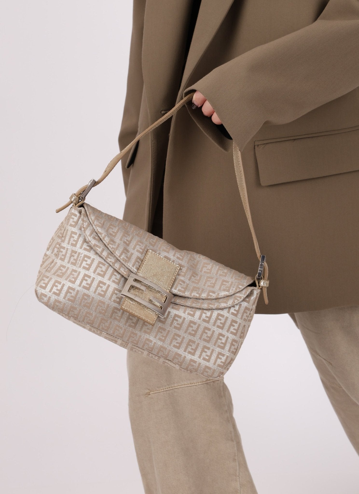 Fendi Zucchino Metallic Baguette - FashioNica