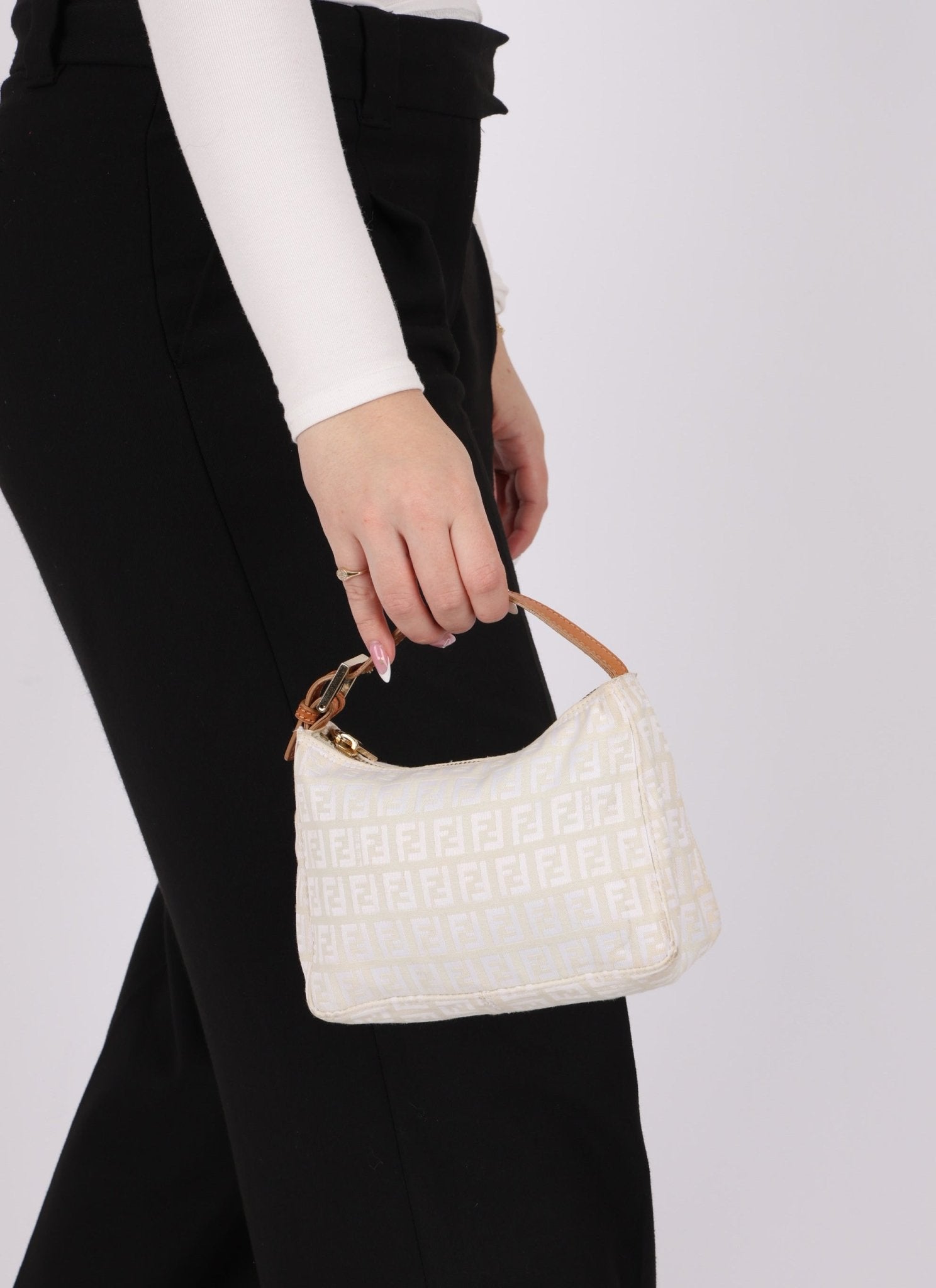 Fendi Zucchino White Mini Pouch - FashioNica