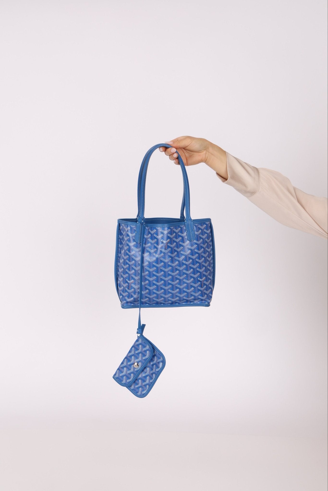 Goyard Anjou Sky Blue Mini Reversible Leather Tote - FashioNica