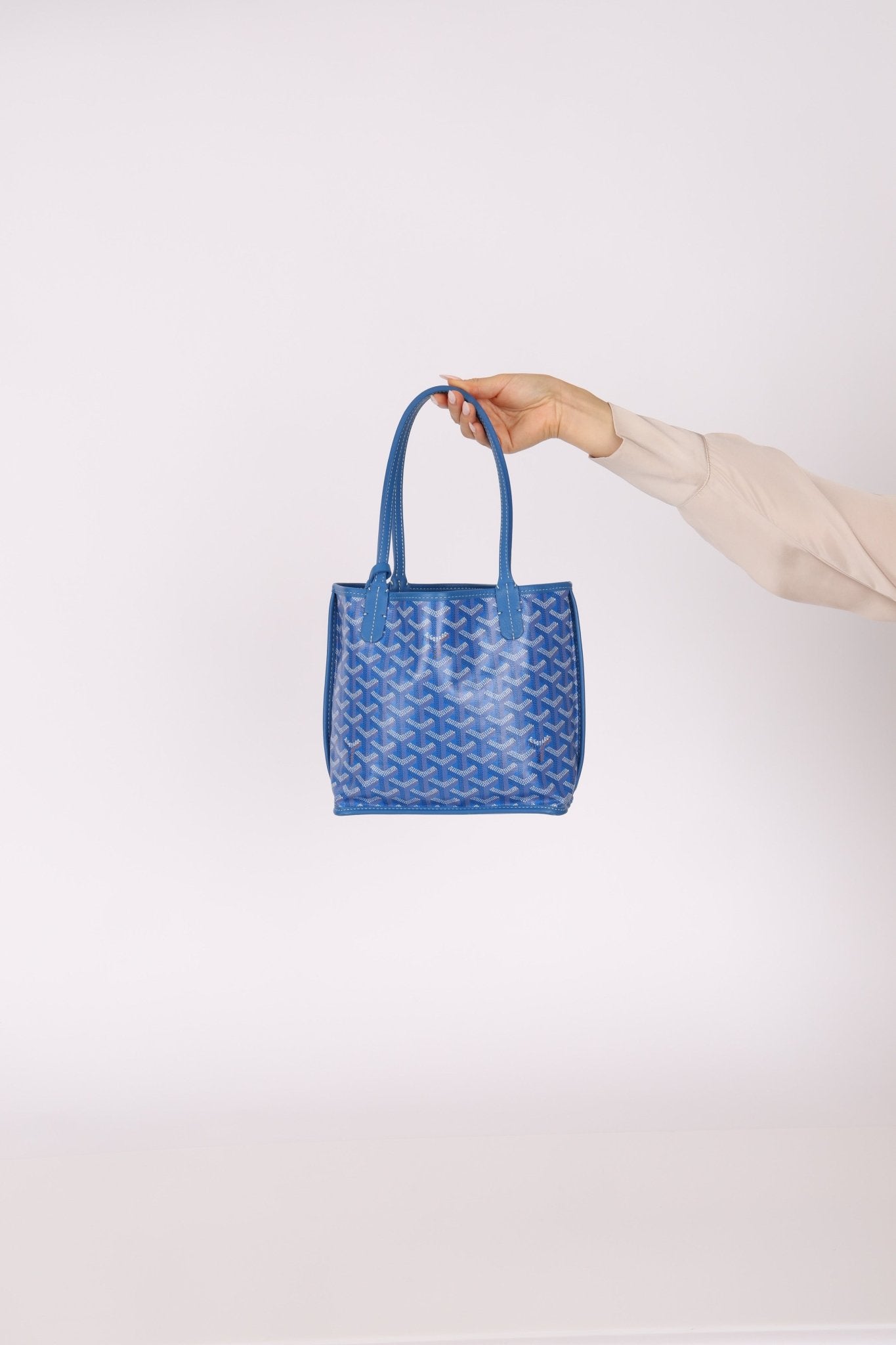 Goyard Anjou Sky Blue Mini Reversible Leather Tote - FashioNica