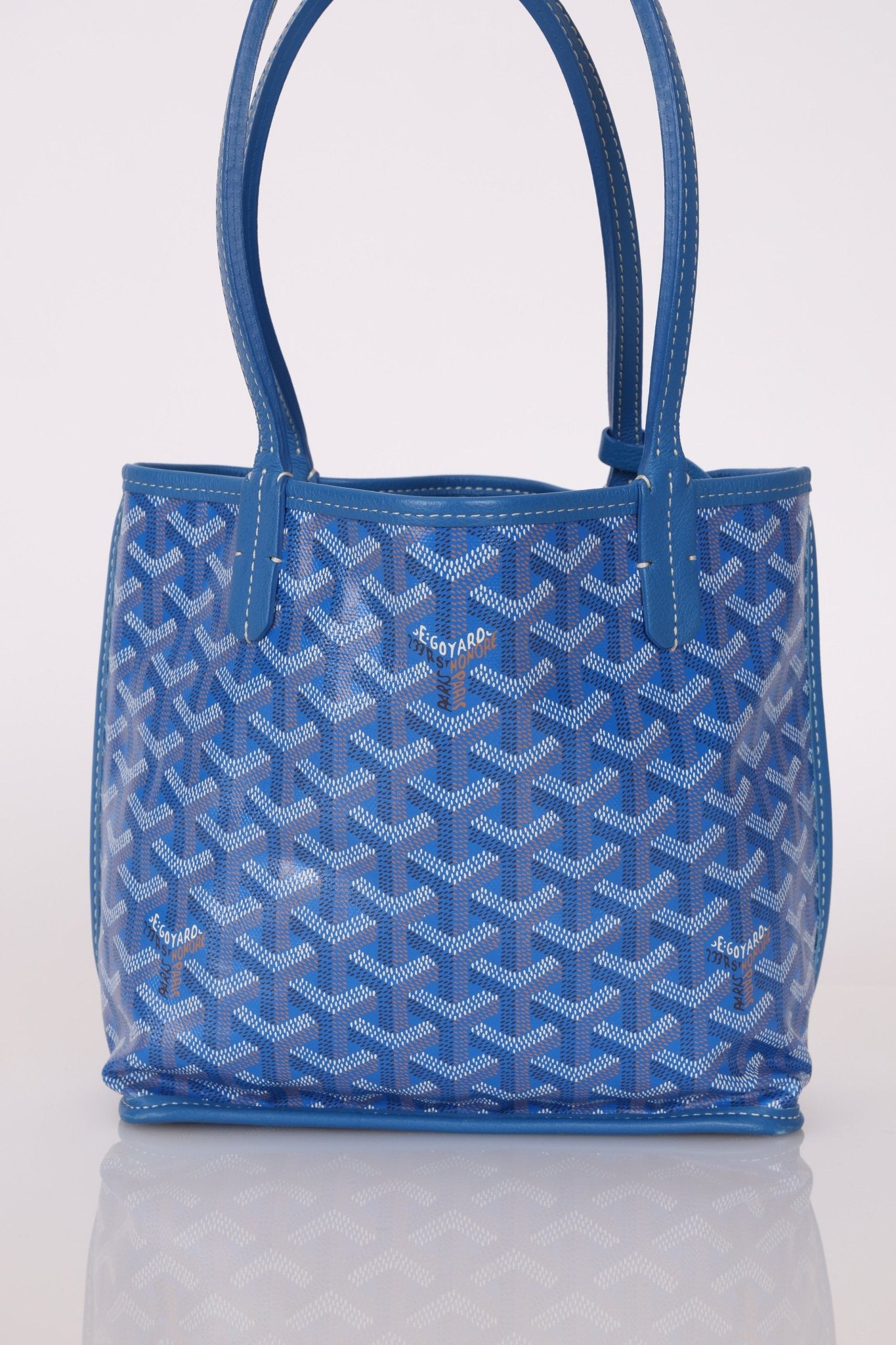 Goyard Anjou Sky Blue Mini Reversible Leather Tote - FashioNica