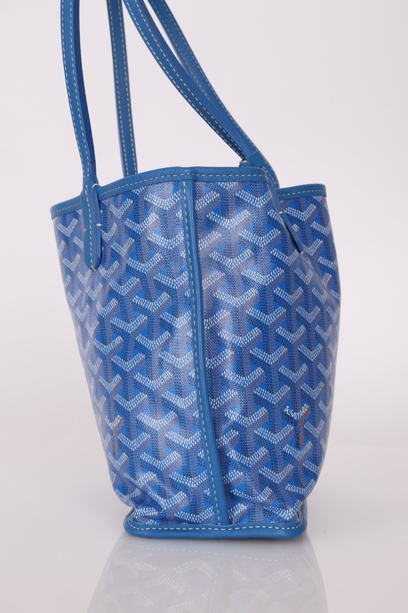 Goyard Anjou Sky Blue Mini Reversible Leather Tote - FashioNica