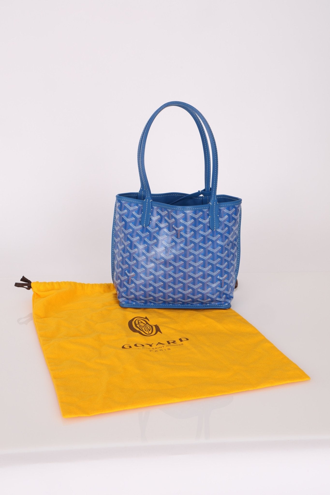 Goyard Anjou Sky Blue Mini Reversible Leather Tote - FashioNica