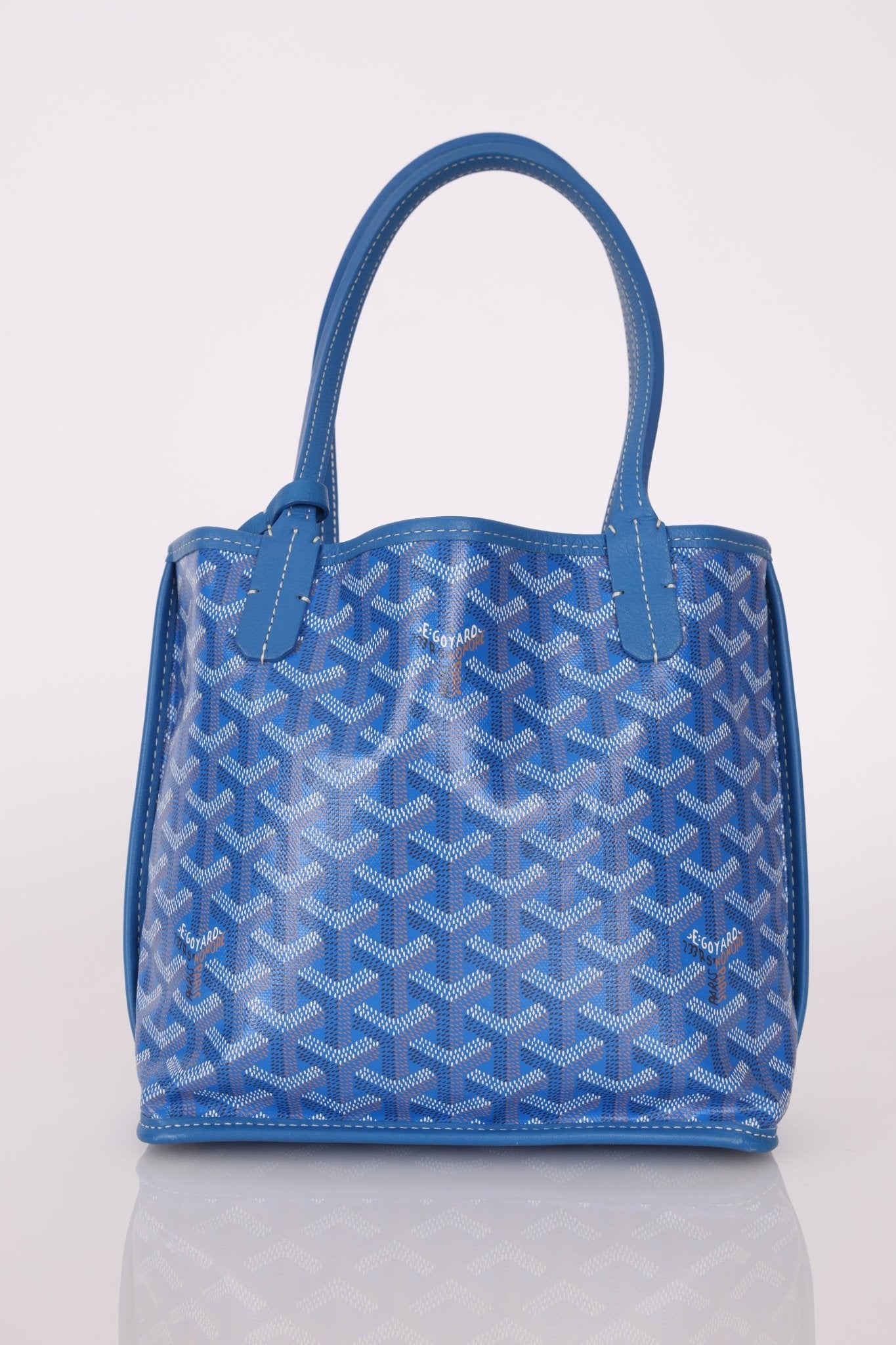 Goyard Anjou Sky Blue Mini Reversible Leather Tote - FashioNica