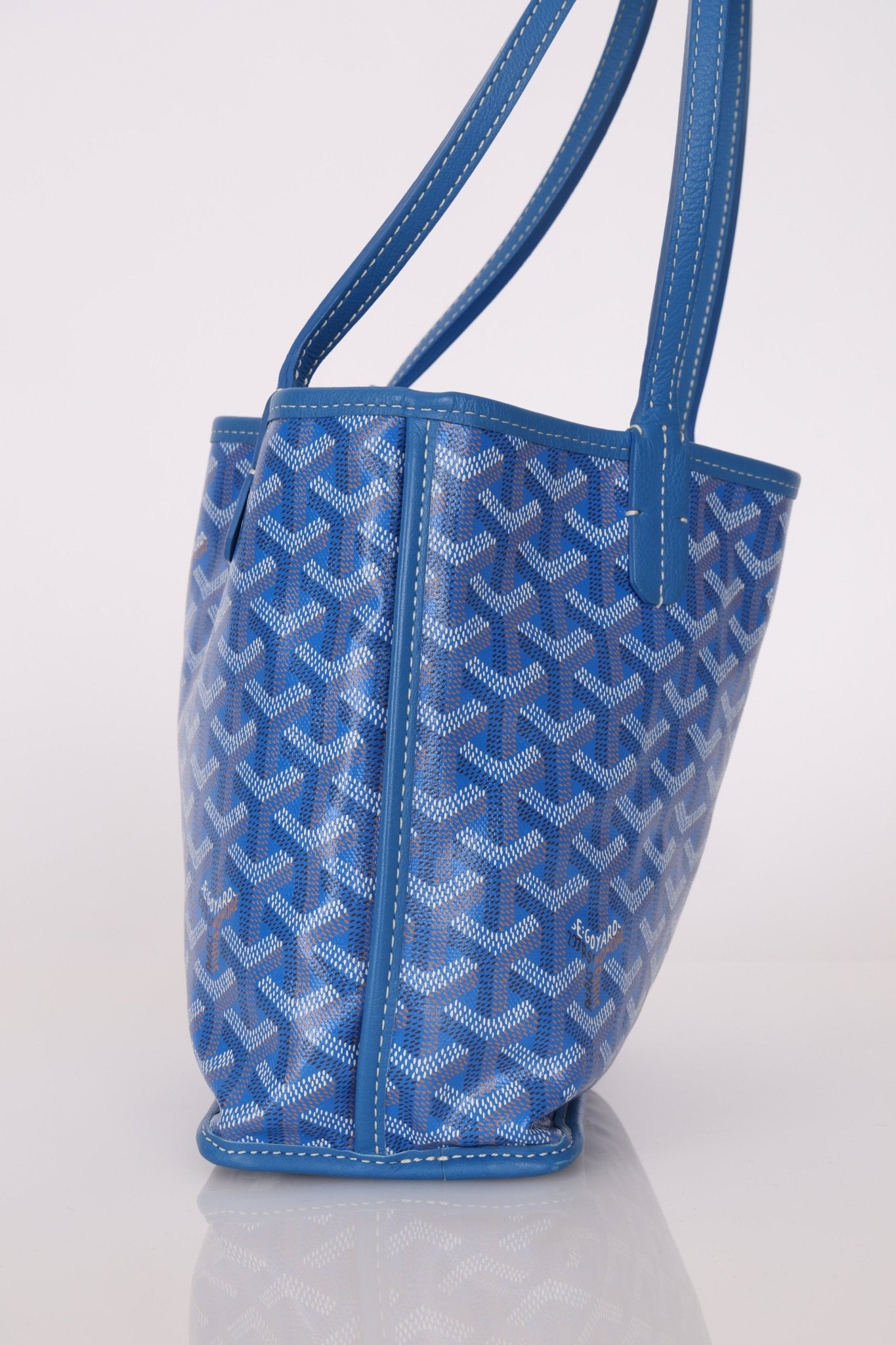 Goyard Anjou Sky Blue Mini Reversible Leather Tote - FashioNica