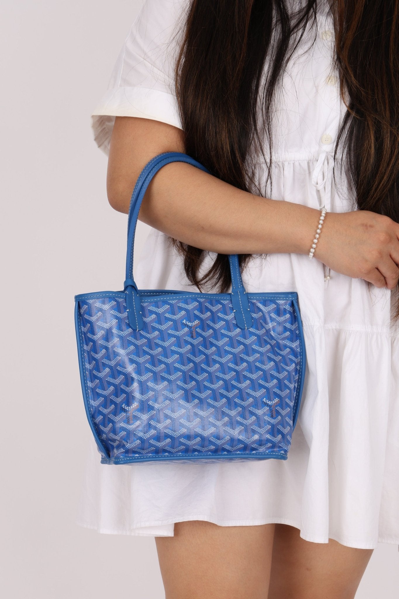 Goyard Anjou Sky Blue Mini Reversible Leather Tote - FashioNica