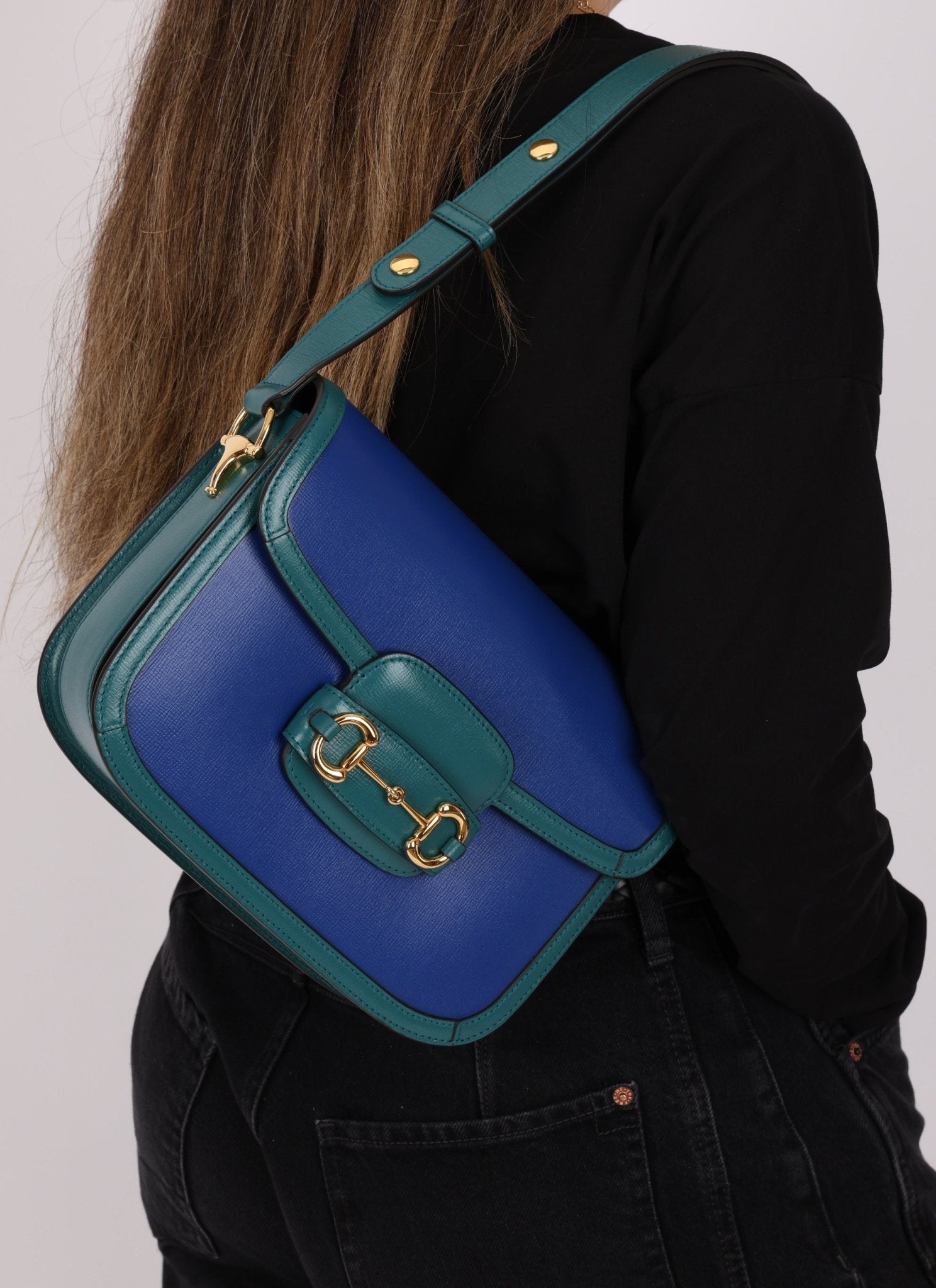 Gucci 1955 Blue Boxcalf Horsebit Shoulder Bag - FashioNica
