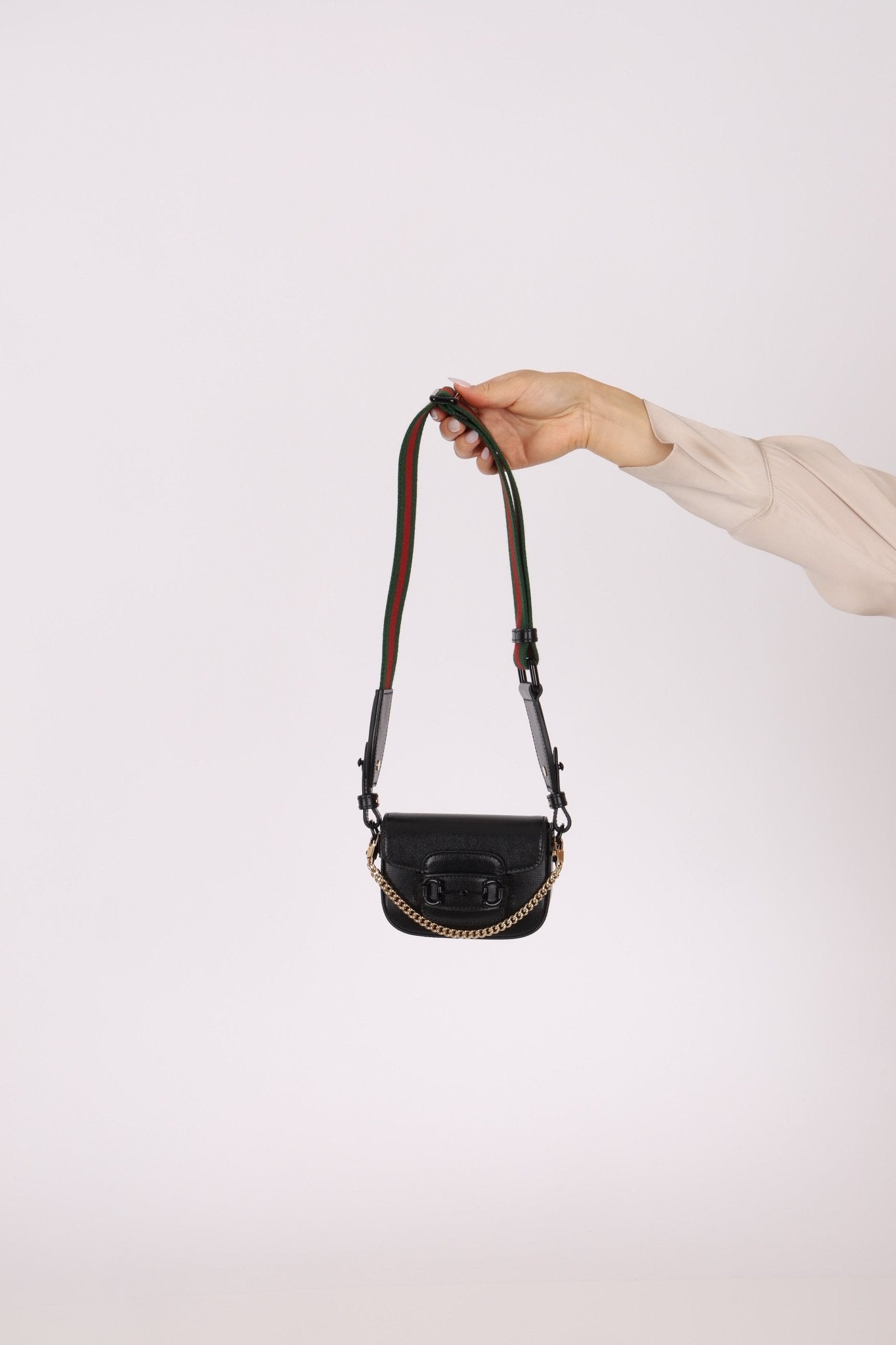 Gucci 1955 Horsebit So Black Super Mini Bag with Strap - FashioNica