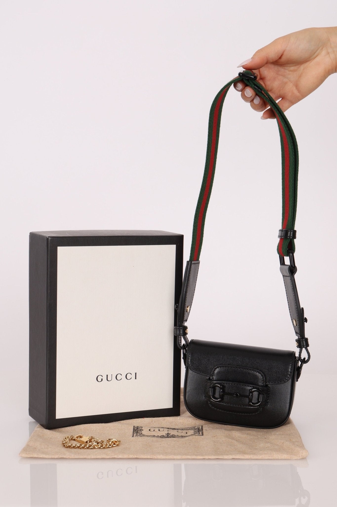 Gucci 1955 Horsebit So Black Super Mini Bag with Strap - FashioNica