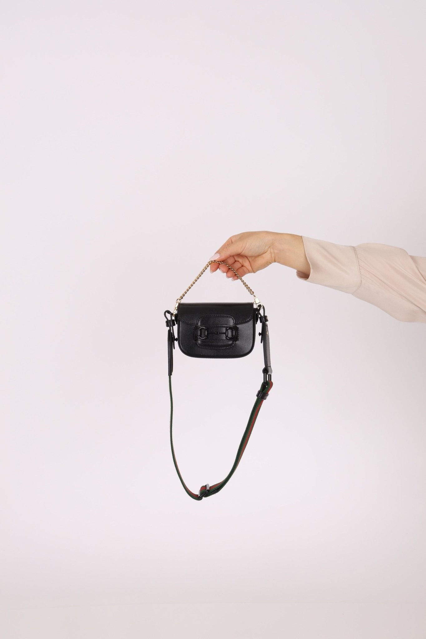 Gucci 1955 Horsebit So Black Super Mini Bag with Strap - FashioNica