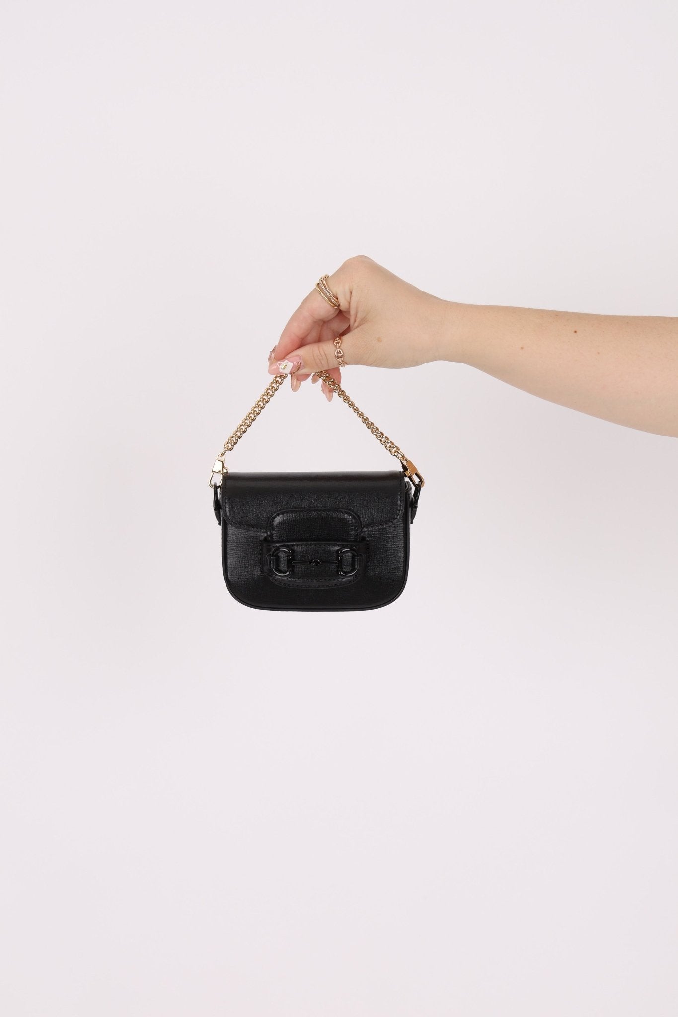 Gucci 1955 Horsebit So Black Super Mini Bag with Strap - FashioNica