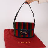 Gucci 1955 Velvet Baiadera Stripe Horsebit Shoulder Bag - FashioNica