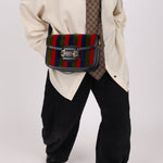 Gucci 1955 Velvet Baiadera Stripe Horsebit Shoulder Bag - FashioNica