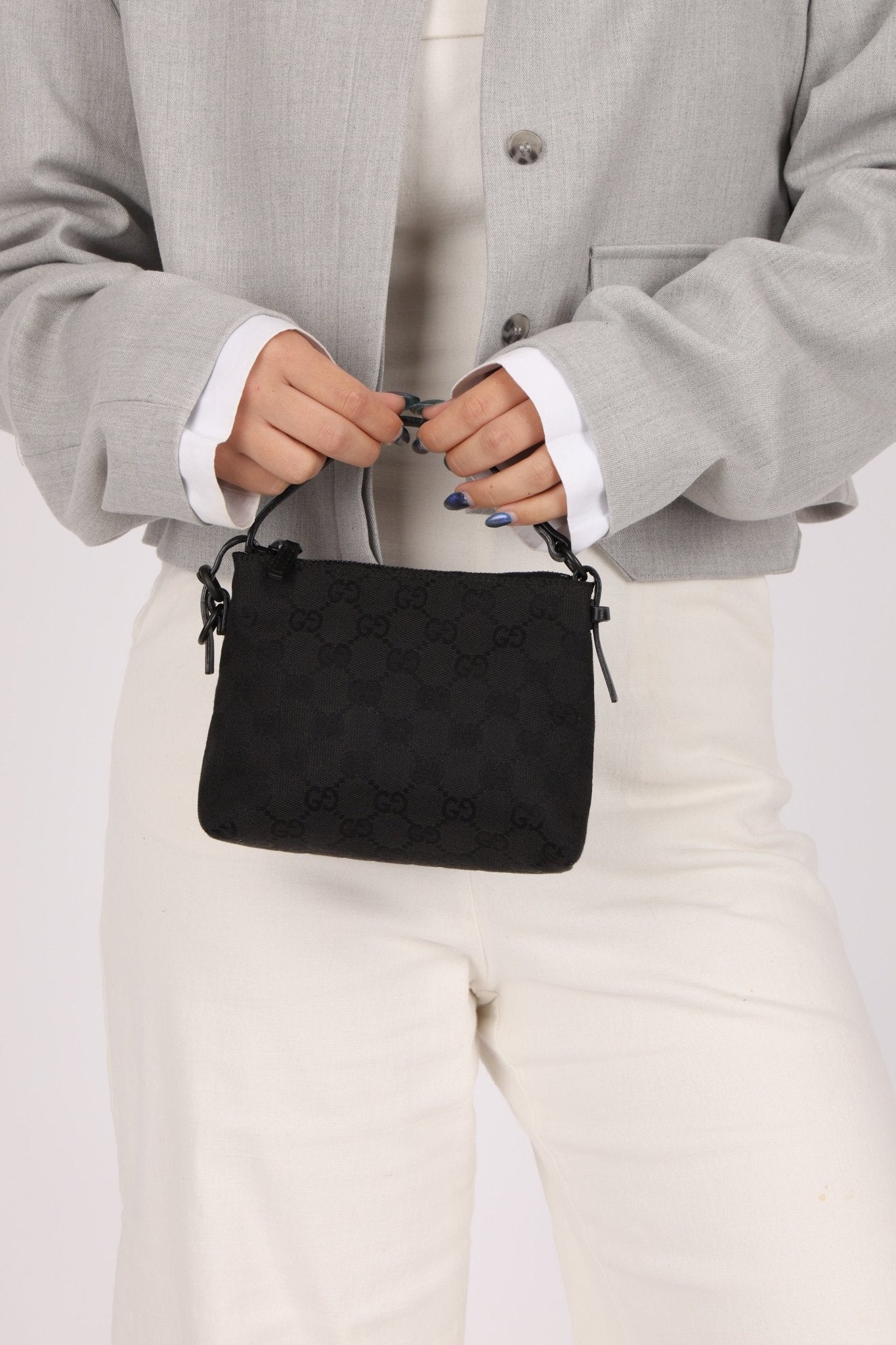 Gucci Black GG Canvas Mini Pochette - FashioNica
