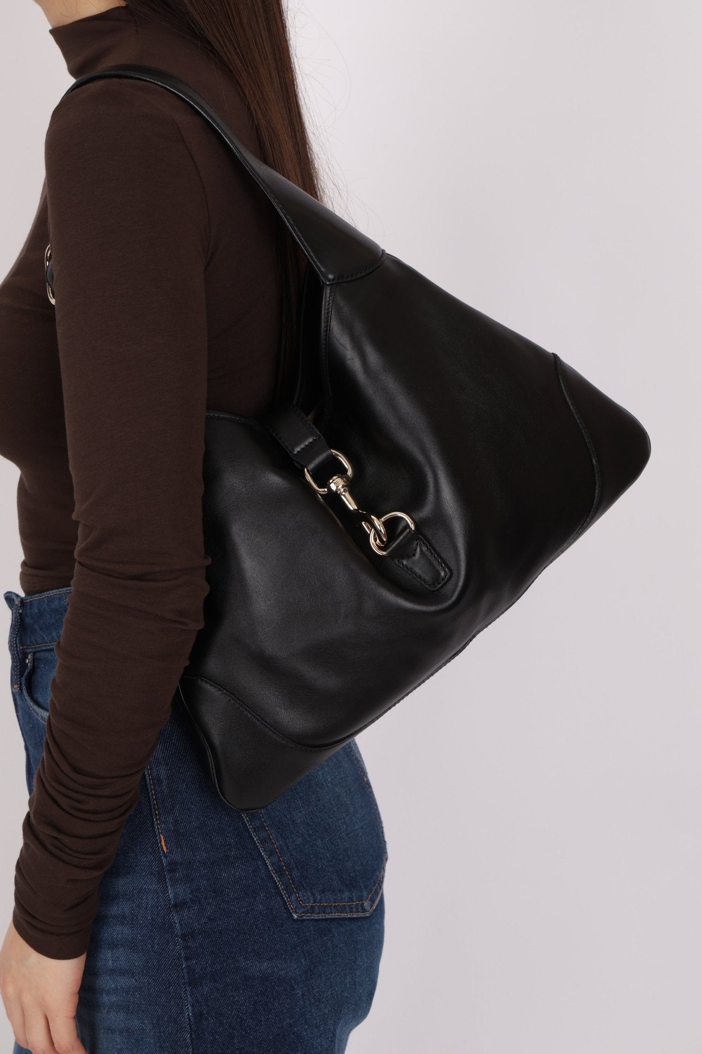 Gucci Black Leather Jackie O Hobo - FashioNica