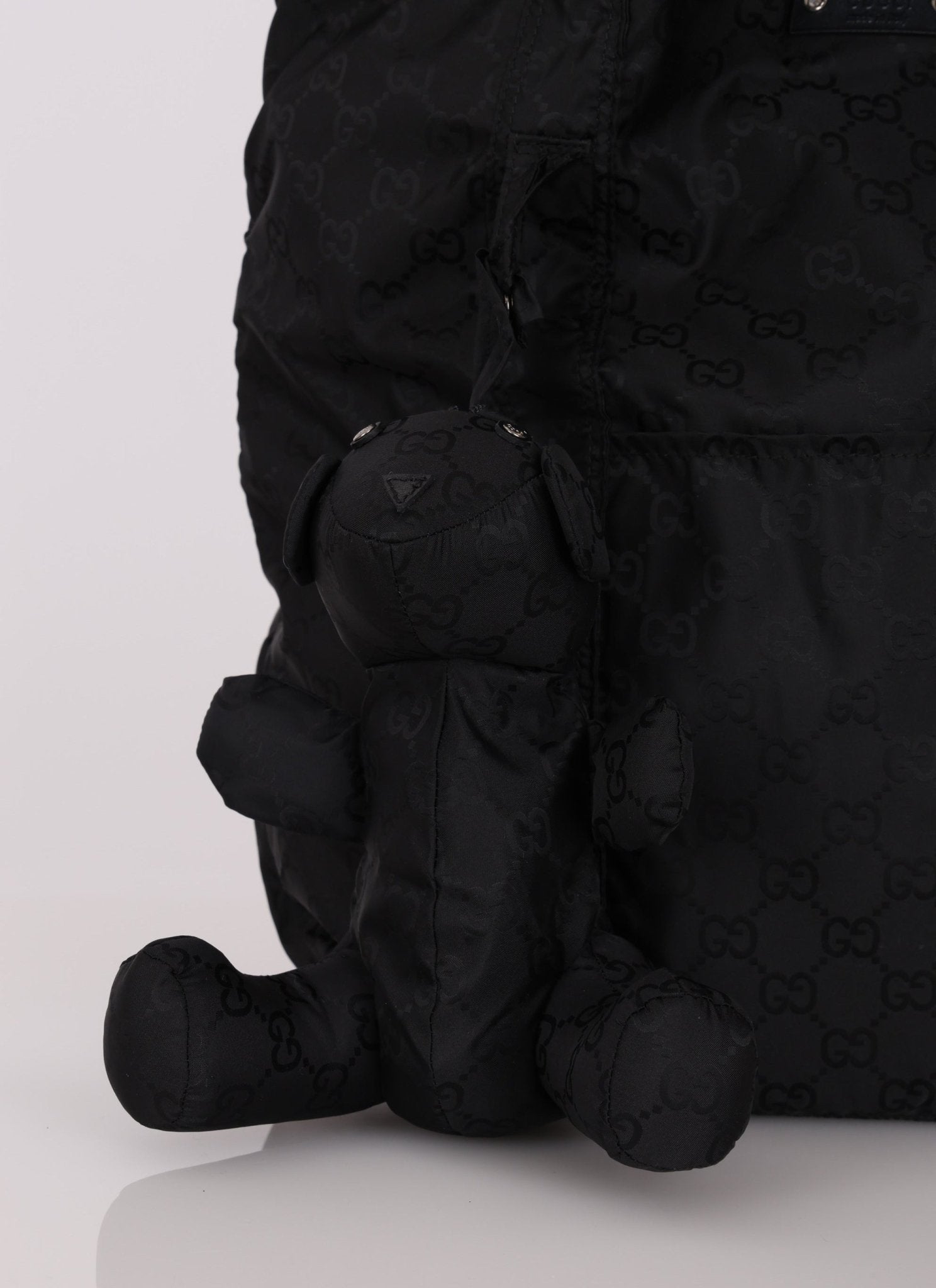 Gucci Black Monogram Nylon Teddy Bear Tote - FashioNica