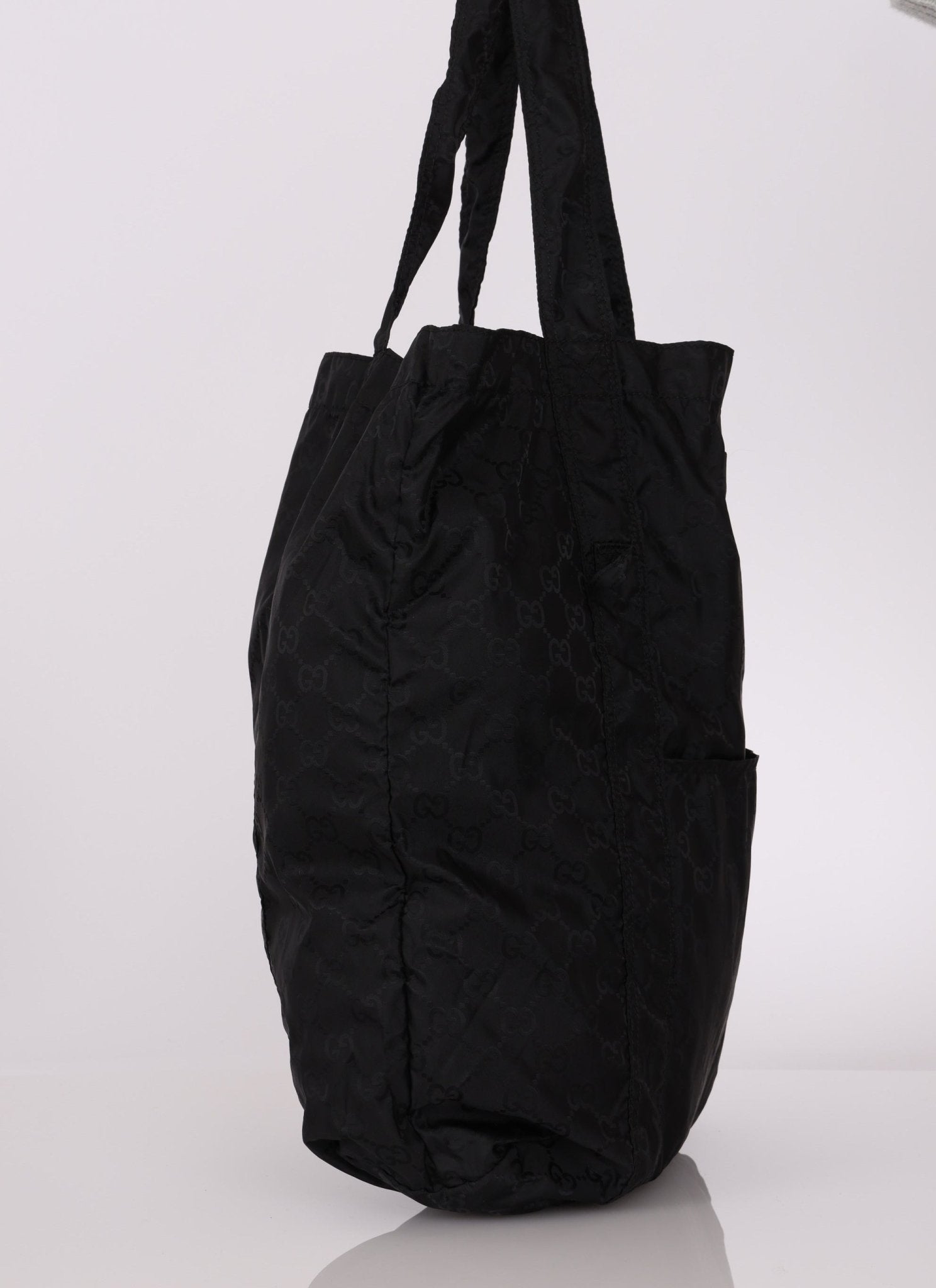 Gucci Black Monogram Nylon Teddy Bear Tote - FashioNica