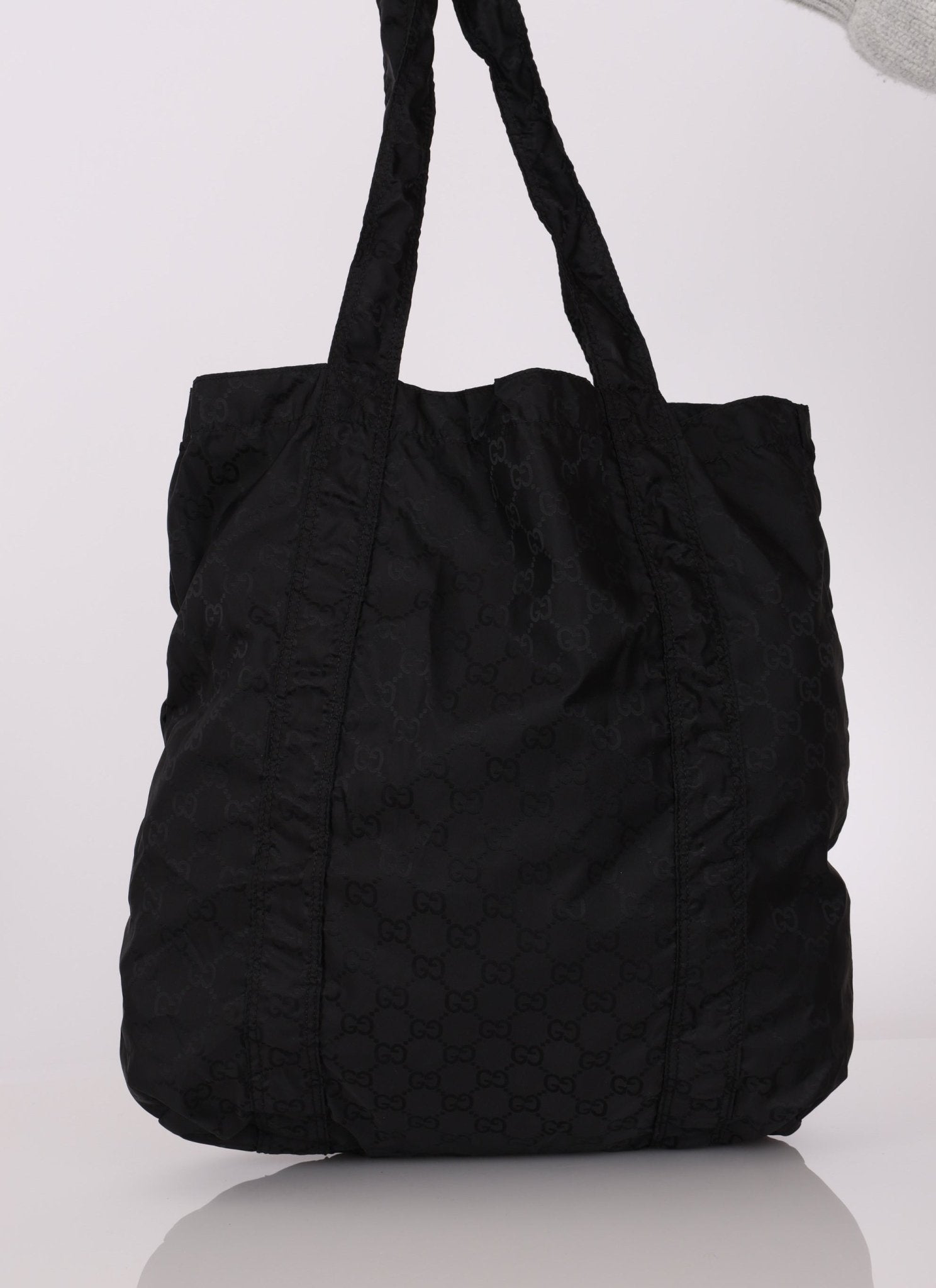 Gucci Black Monogram Nylon Teddy Bear Tote - FashioNica