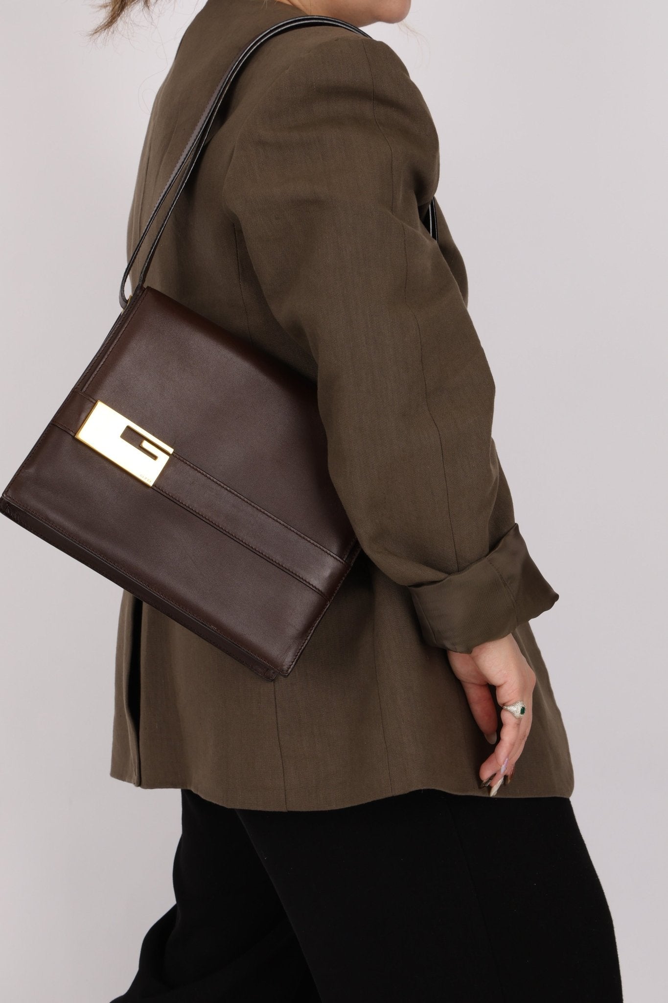 Gucci Box Calf Chocolate Square G Flap Bag - FashioNica