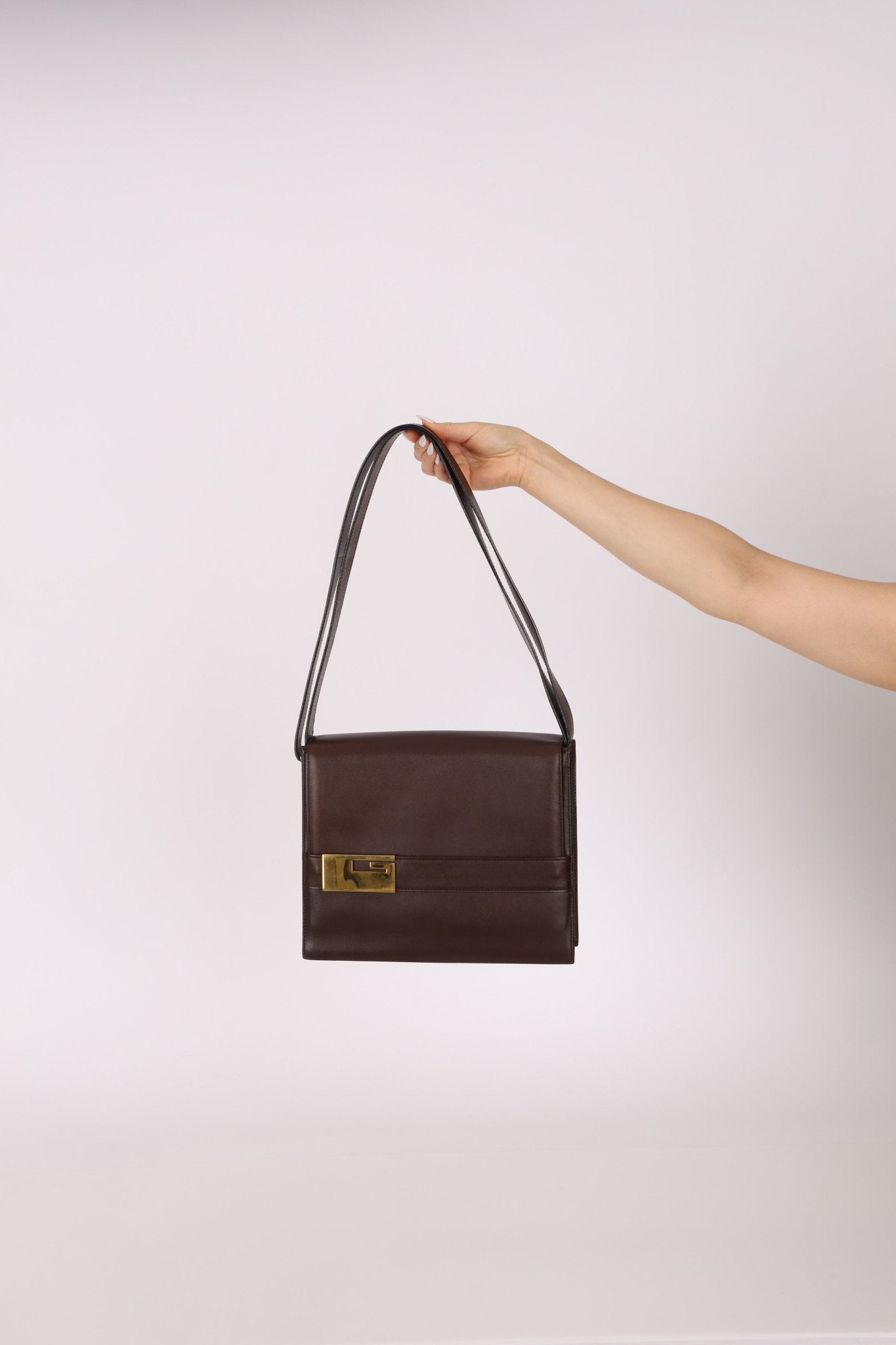 Gucci Box Calf Chocolate Square G Flap Bag - FashioNica