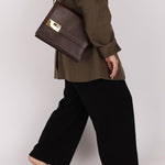 Gucci Box Calf Chocolate Square G Flap Bag - FashioNica