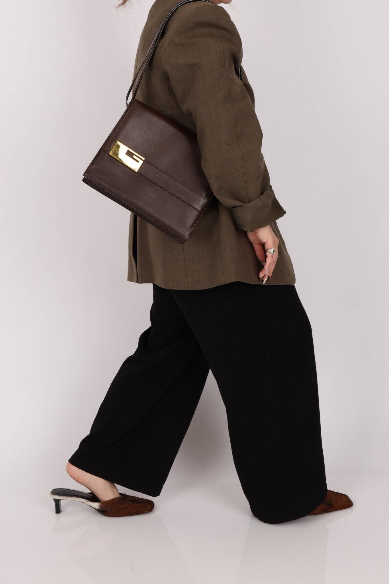 Gucci Box Calf Chocolate Square G Flap Bag - FashioNica