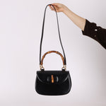 Gucci Boxcalf Bamboo Turnlock Medium Top Handle with Strap - FashioNica