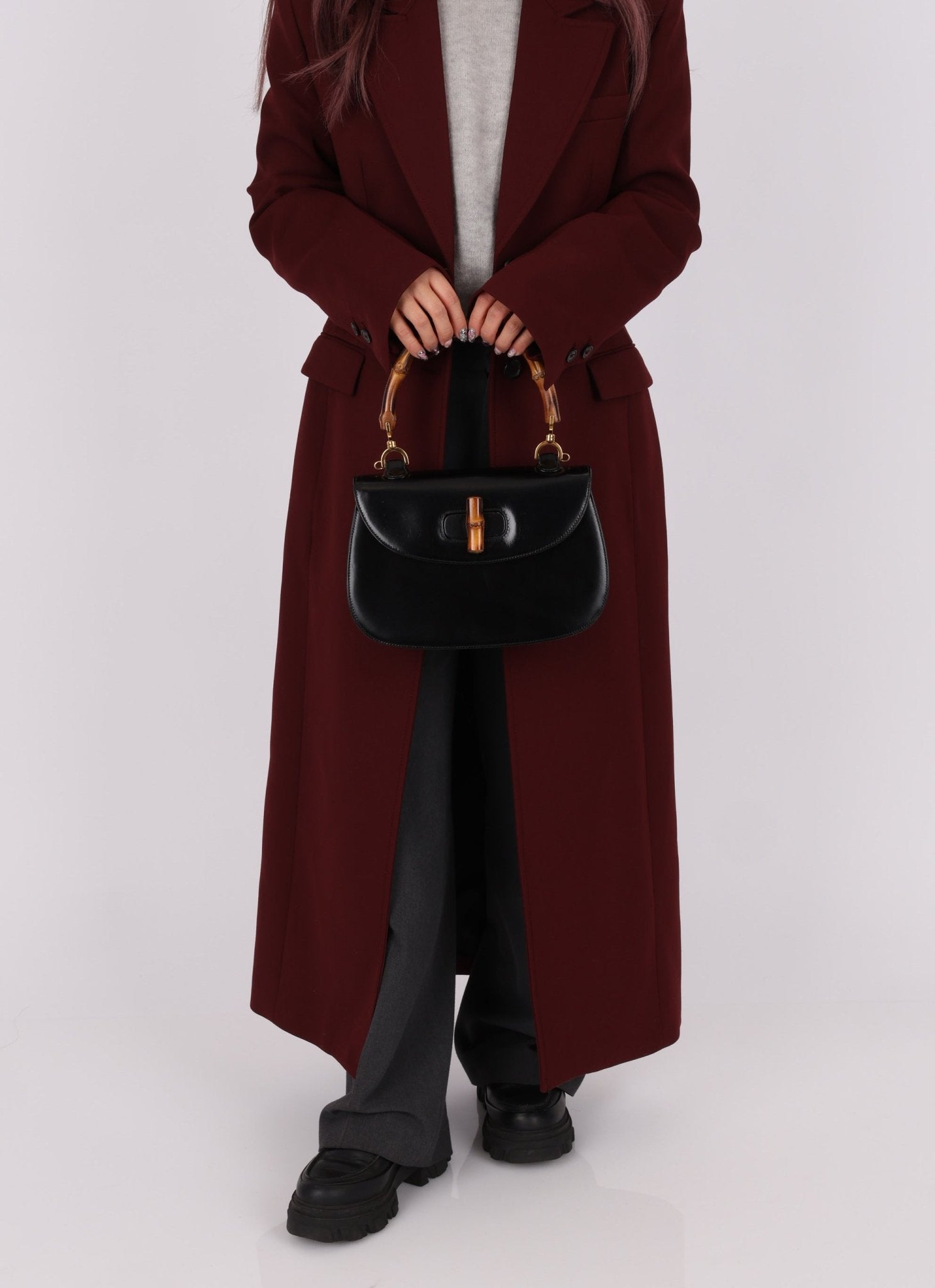 Gucci Boxcalf Bamboo Turnlock Medium Top Handle with Strap - FashioNica