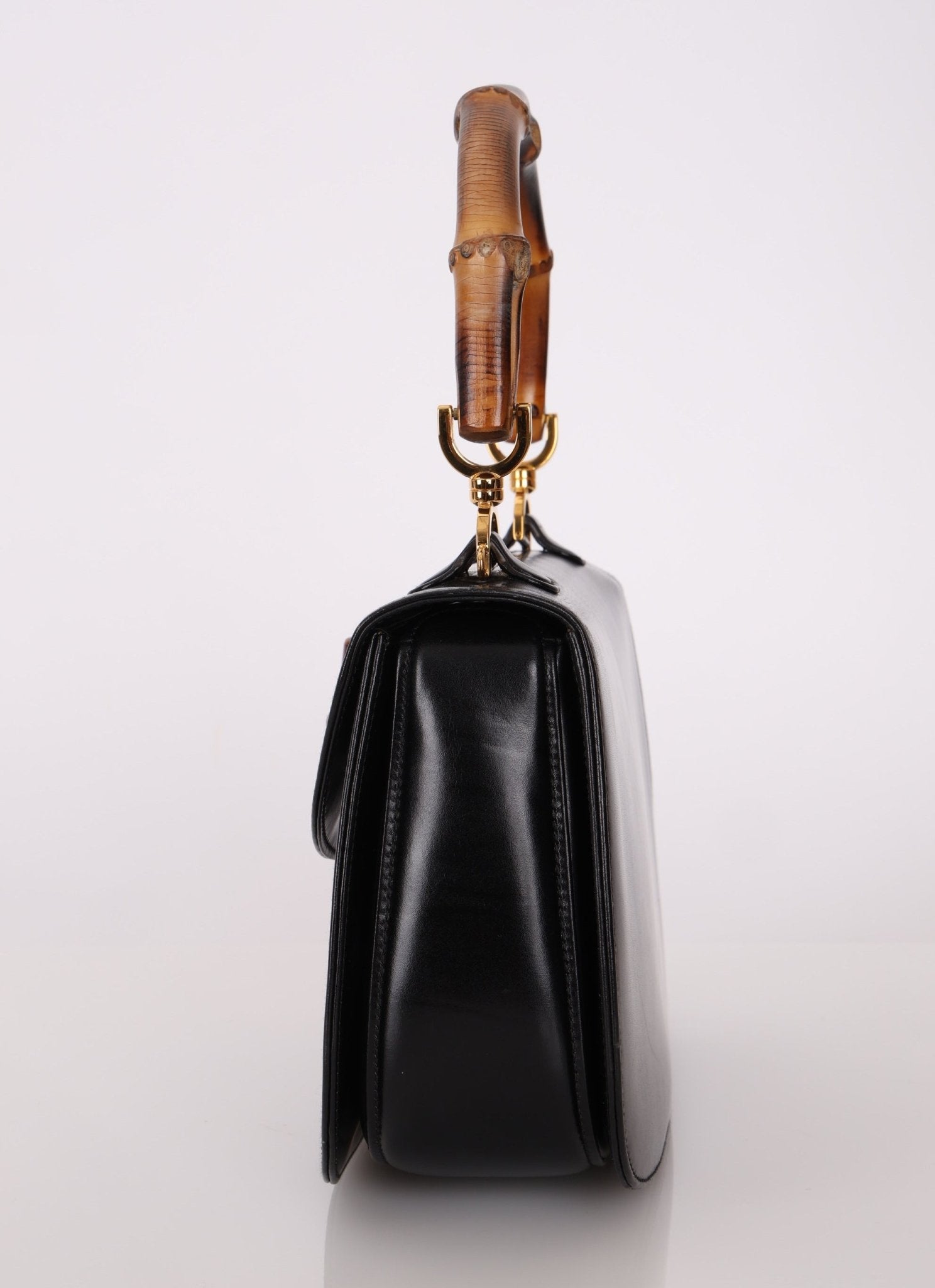 Gucci Boxcalf Bamboo Turnlock Medium Top Handle with Strap - FashioNica