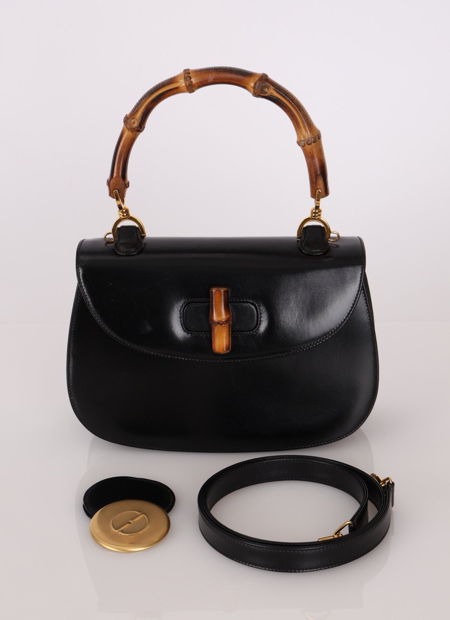 Gucci Boxcalf Bamboo Turnlock Medium Top Handle with Strap - FashioNica