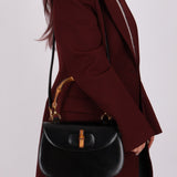 Gucci Boxcalf Bamboo Turnlock Medium Top Handle with Strap - FashioNica