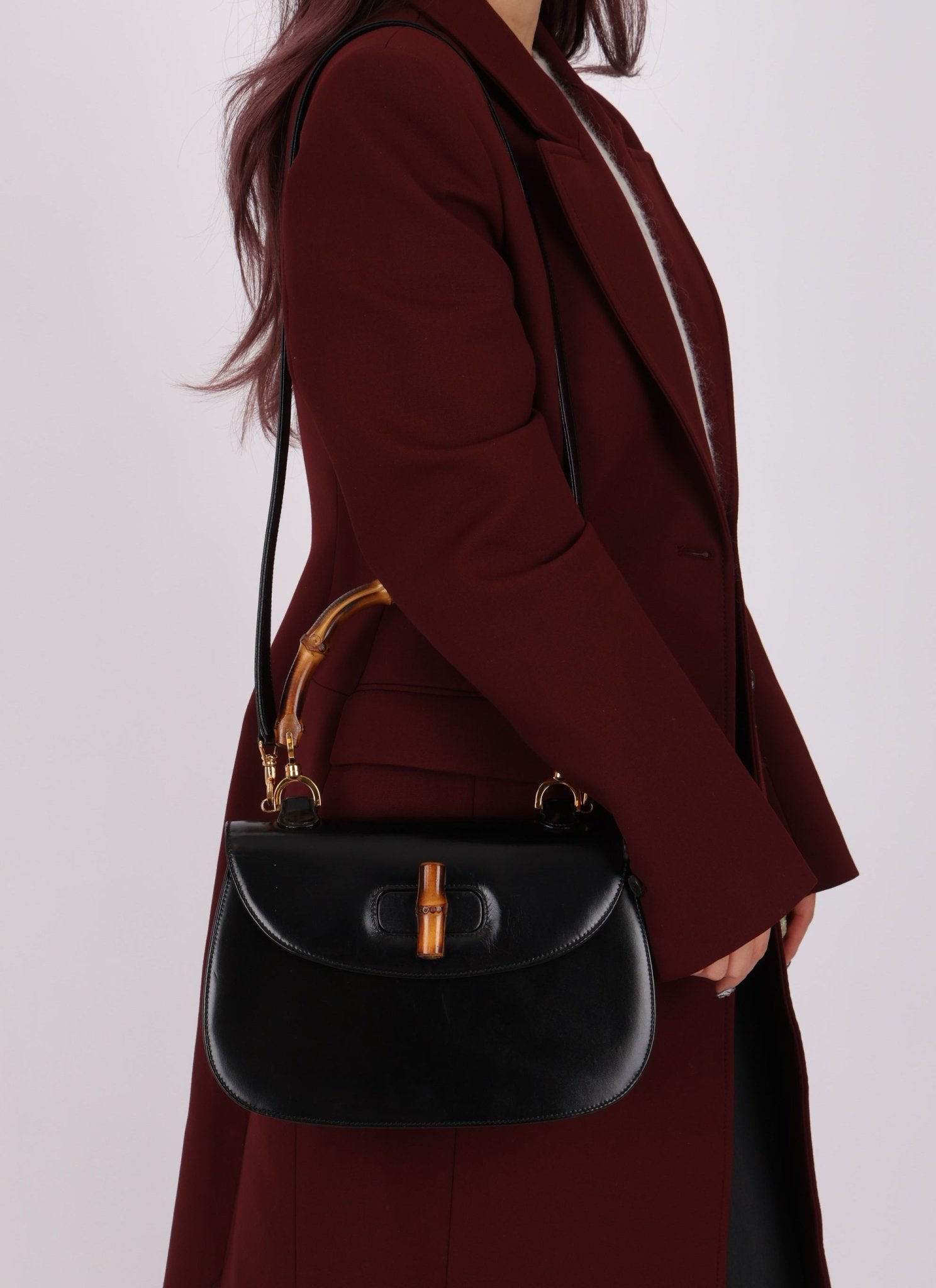 Gucci Boxcalf Bamboo Turnlock Medium Top Handle with Strap - FashioNica