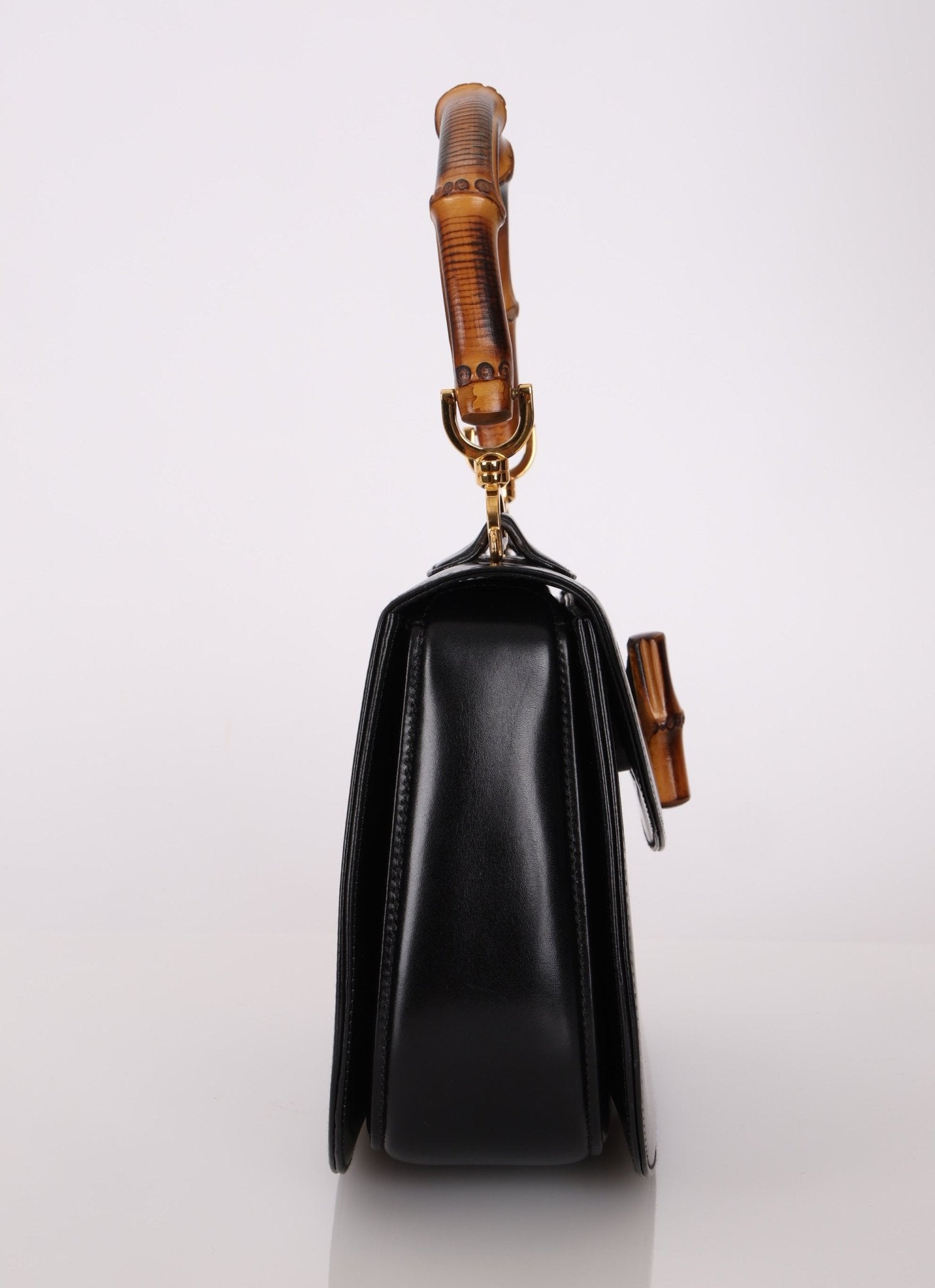 Gucci Boxcalf Bamboo Turnlock Medium Top Handle with Strap - FashioNica