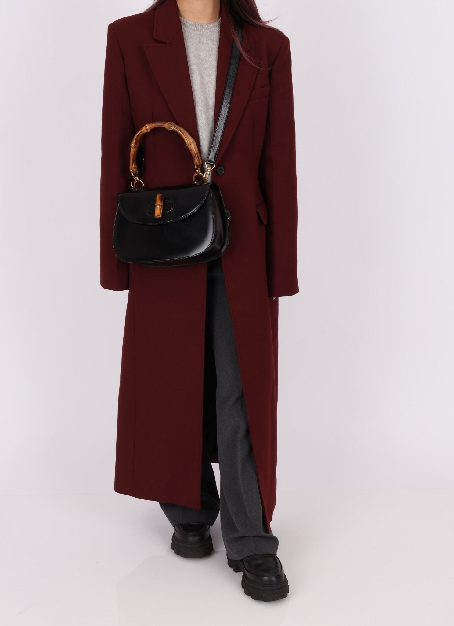 Gucci Boxcalf Bamboo Turnlock Medium Top Handle with Strap - FashioNica