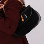 Gucci Boxcalf Bamboo Turnlock Medium Top Handle with Strap - FashioNica