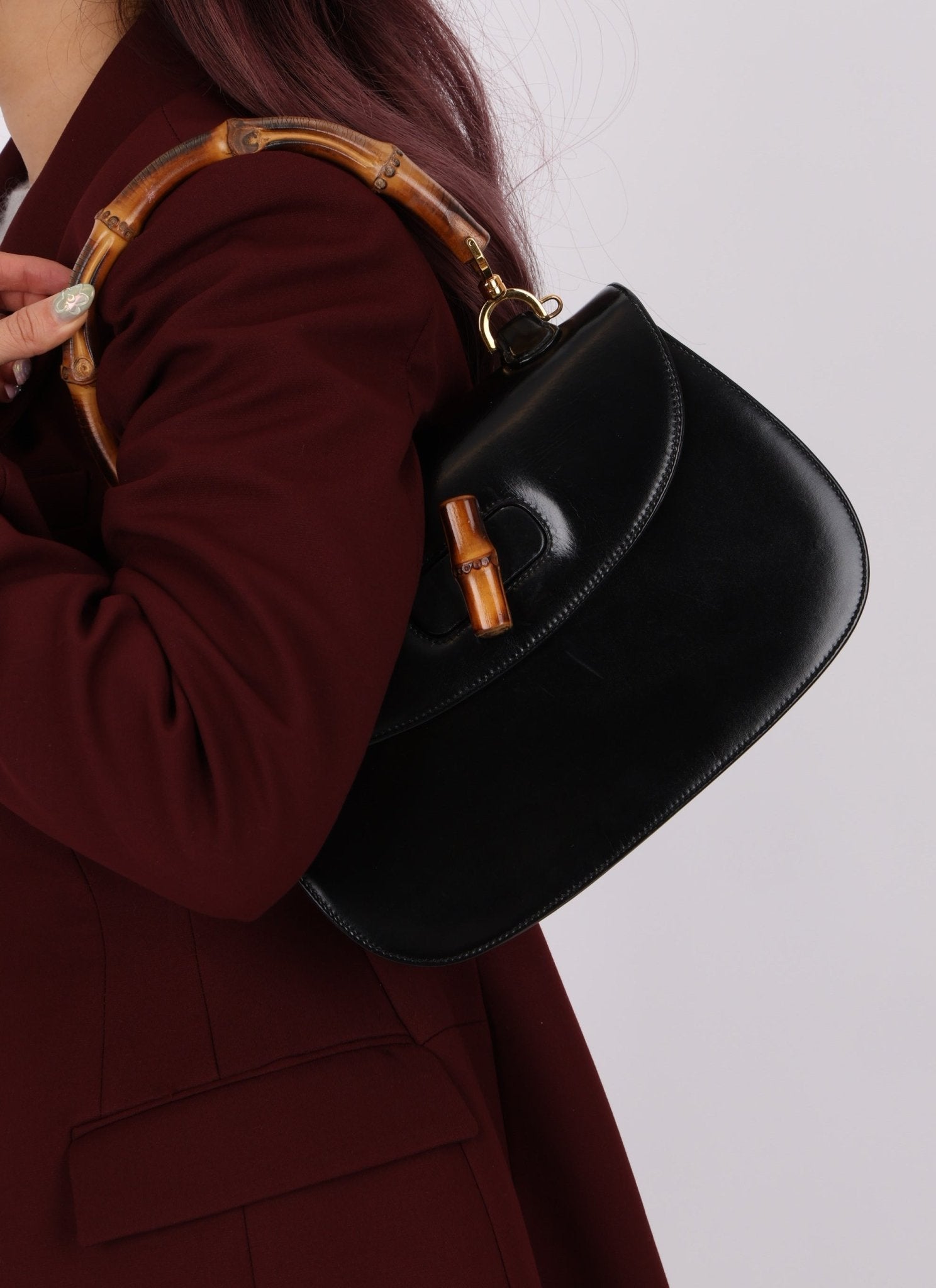 Gucci Boxcalf Bamboo Turnlock Medium Top Handle with Strap - FashioNica