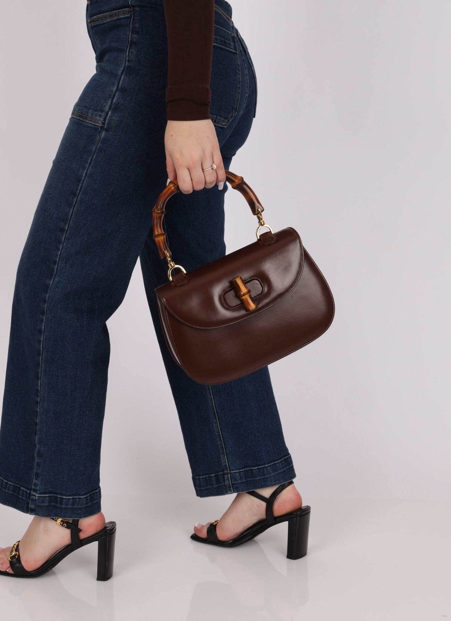 Gucci Boxcalf Chocolate Bamboo Top Handle - FashioNica
