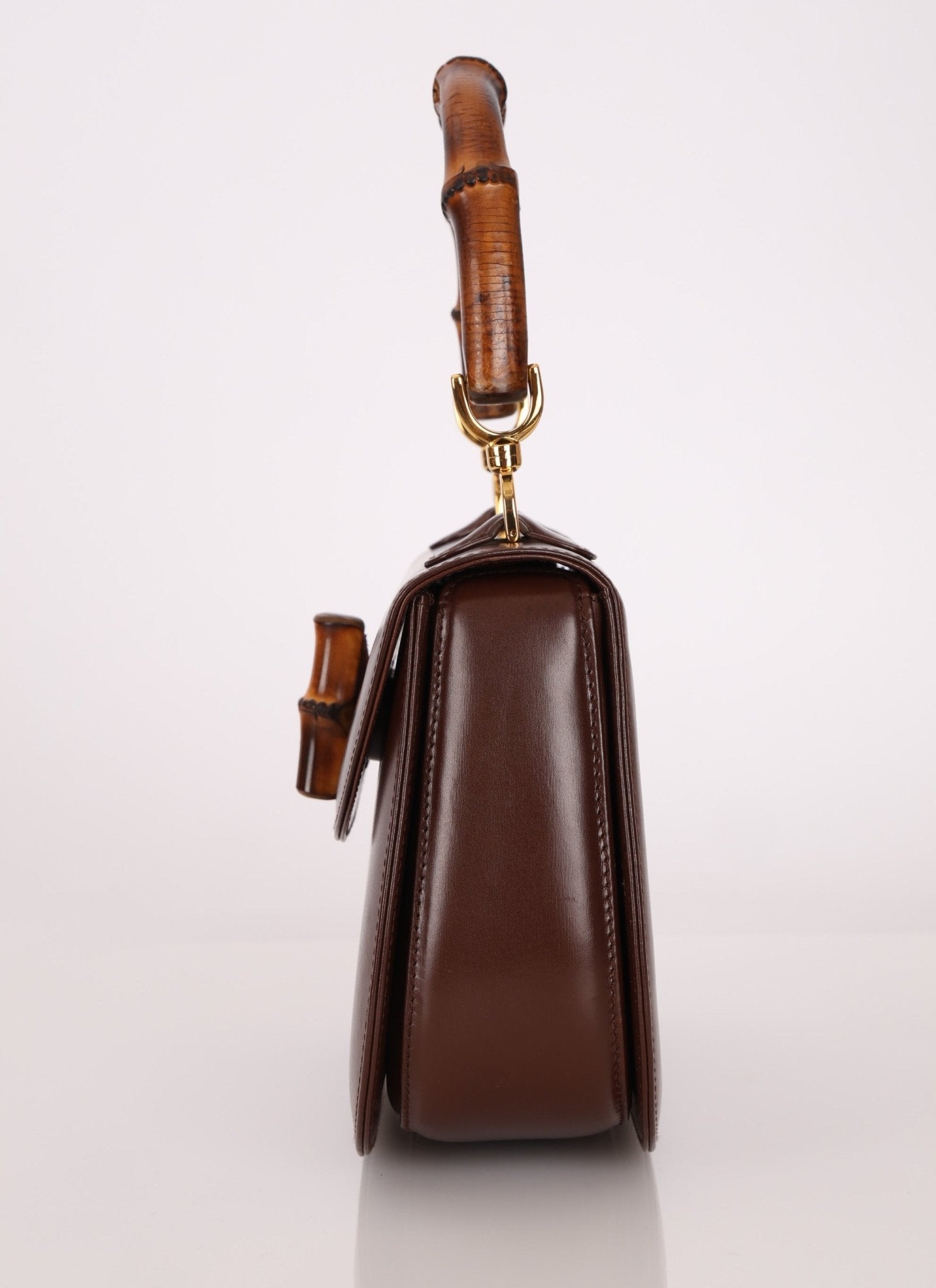 Gucci Boxcalf Chocolate Bamboo Top Handle - FashioNica
