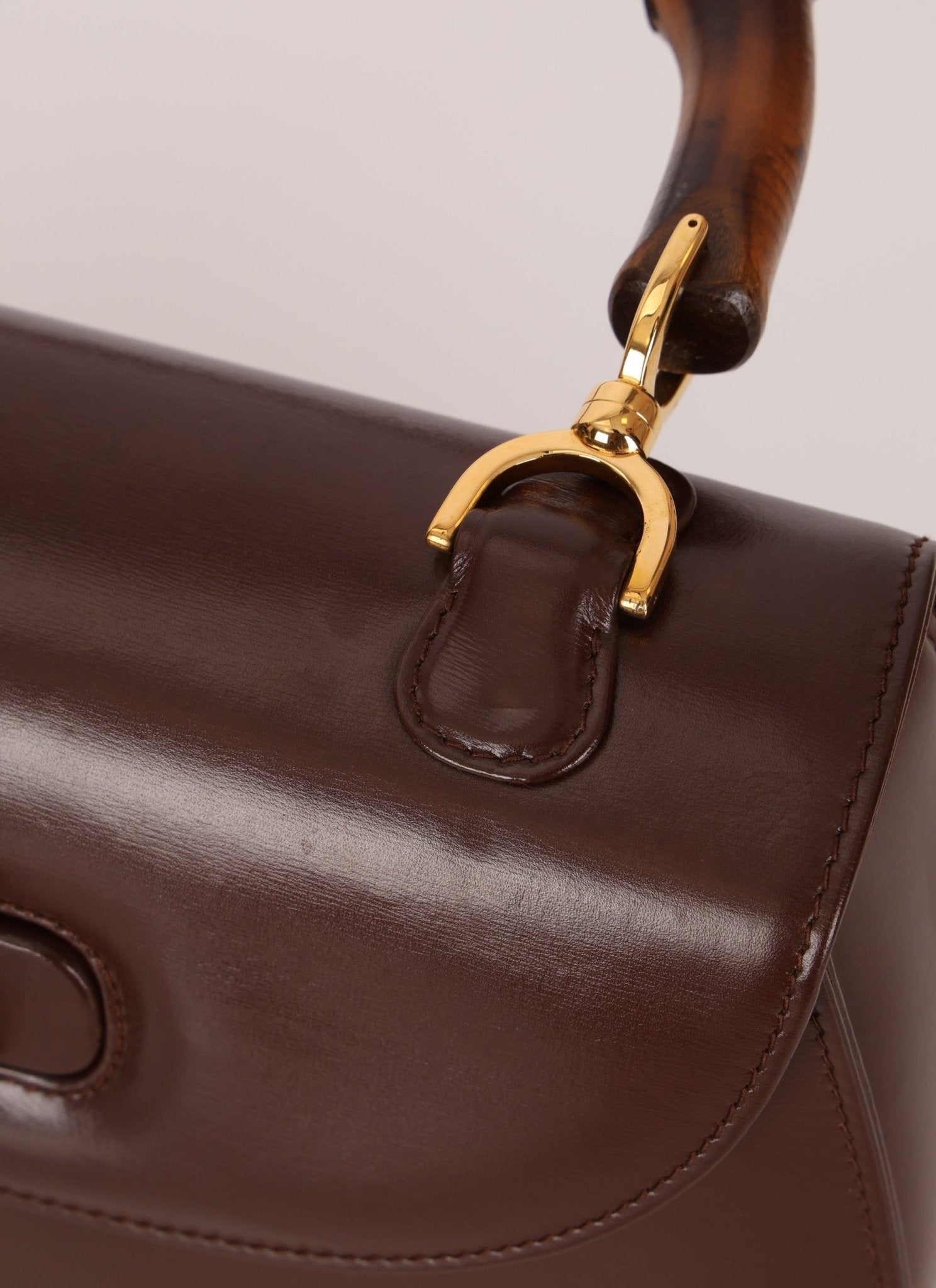 Gucci Boxcalf Chocolate Bamboo Top Handle - FashioNica