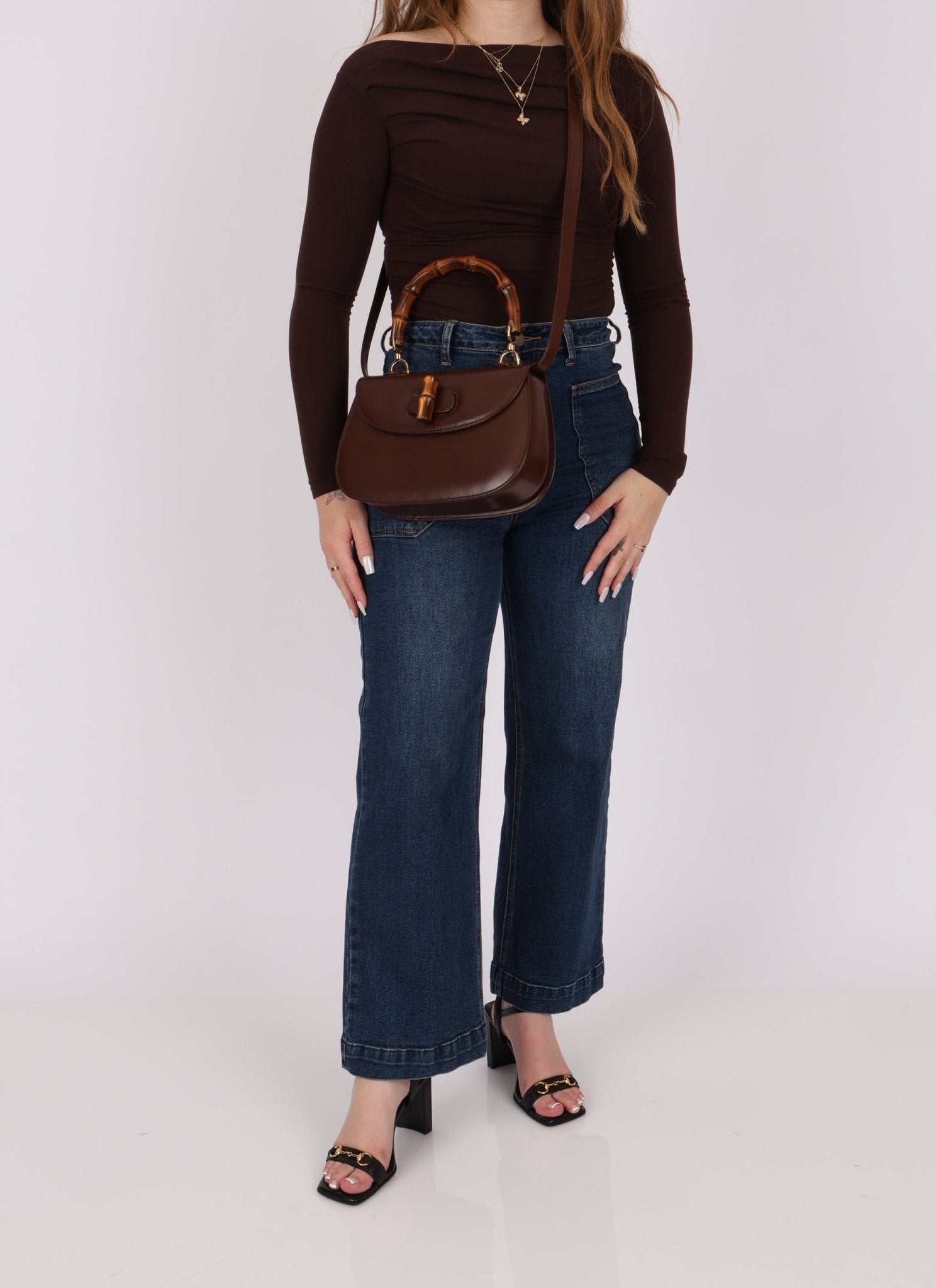 Gucci Boxcalf Chocolate Bamboo Top Handle - FashioNica
