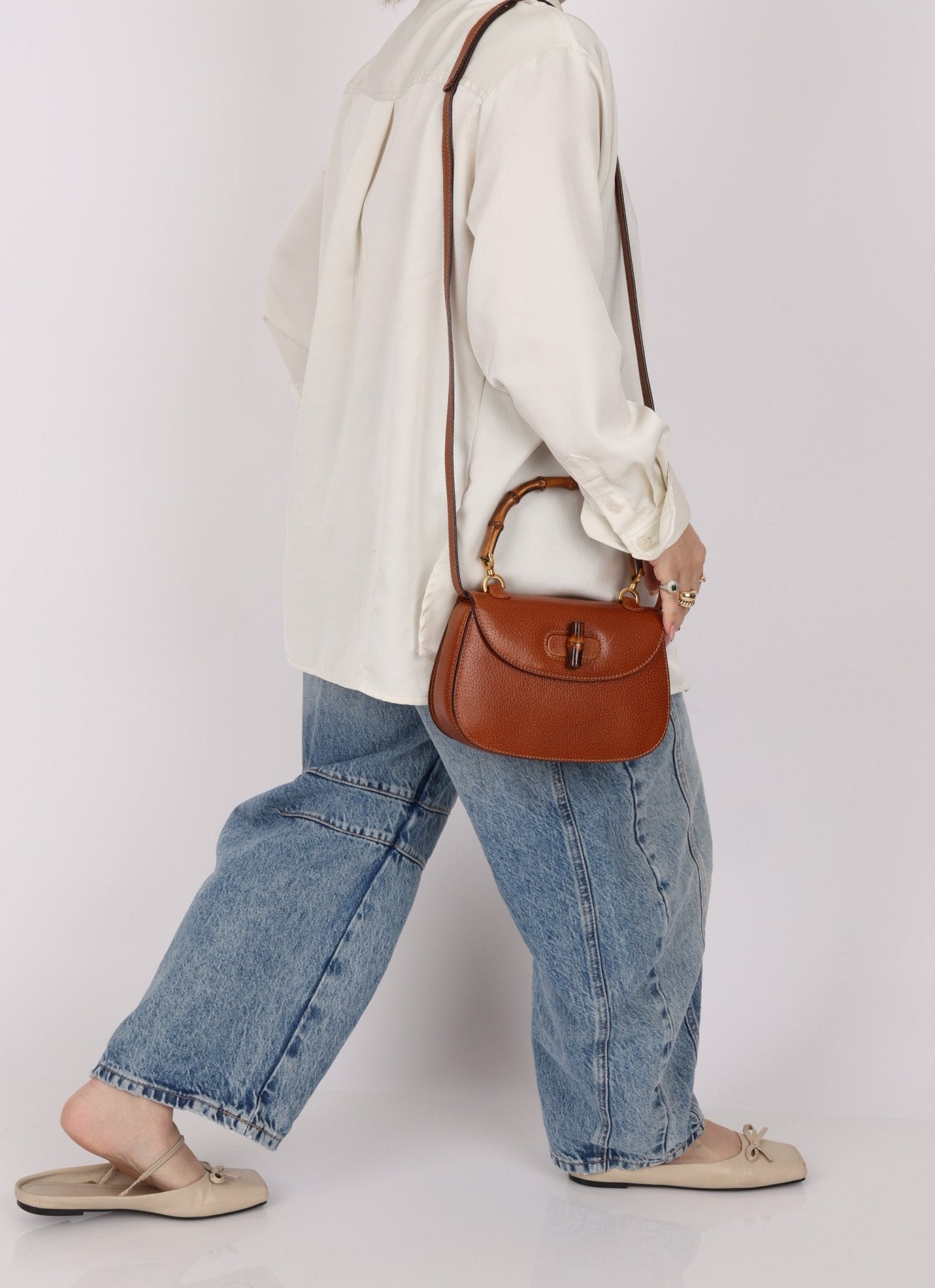 Gucci Brown Bamboo Turnlock Top Handle with Strap - FashioNica