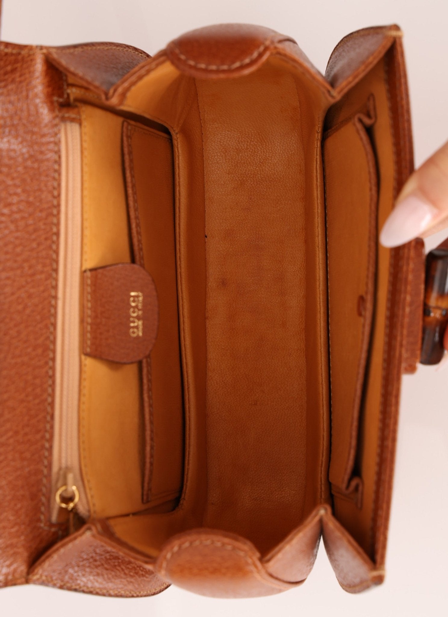 Gucci Brown Bamboo Turnlock Top Handle with Strap - FashioNica