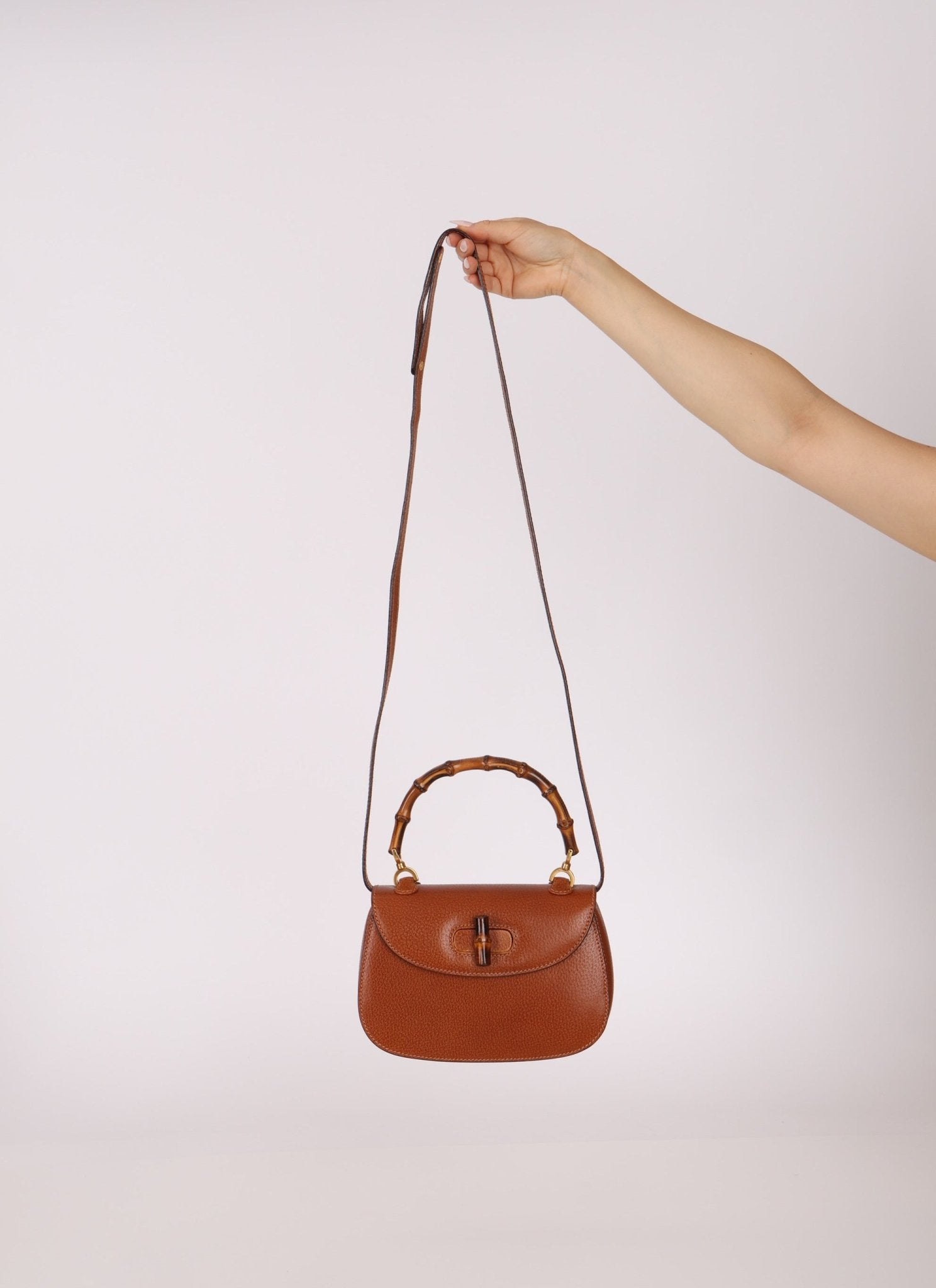 Gucci Brown Bamboo Turnlock Top Handle with Strap - FashioNica