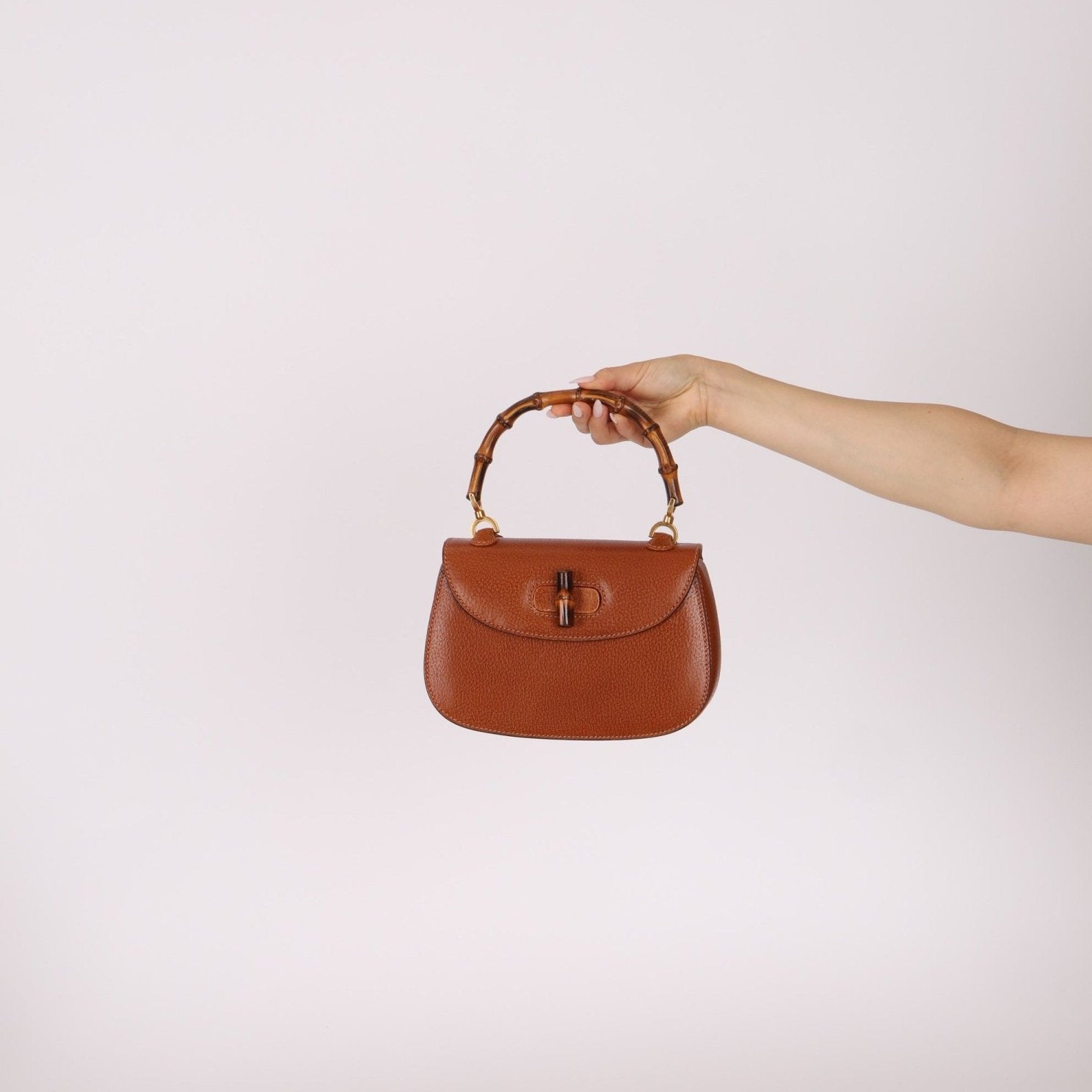 Gucci Brown Bamboo Turnlock Top Handle with Strap - FashioNica