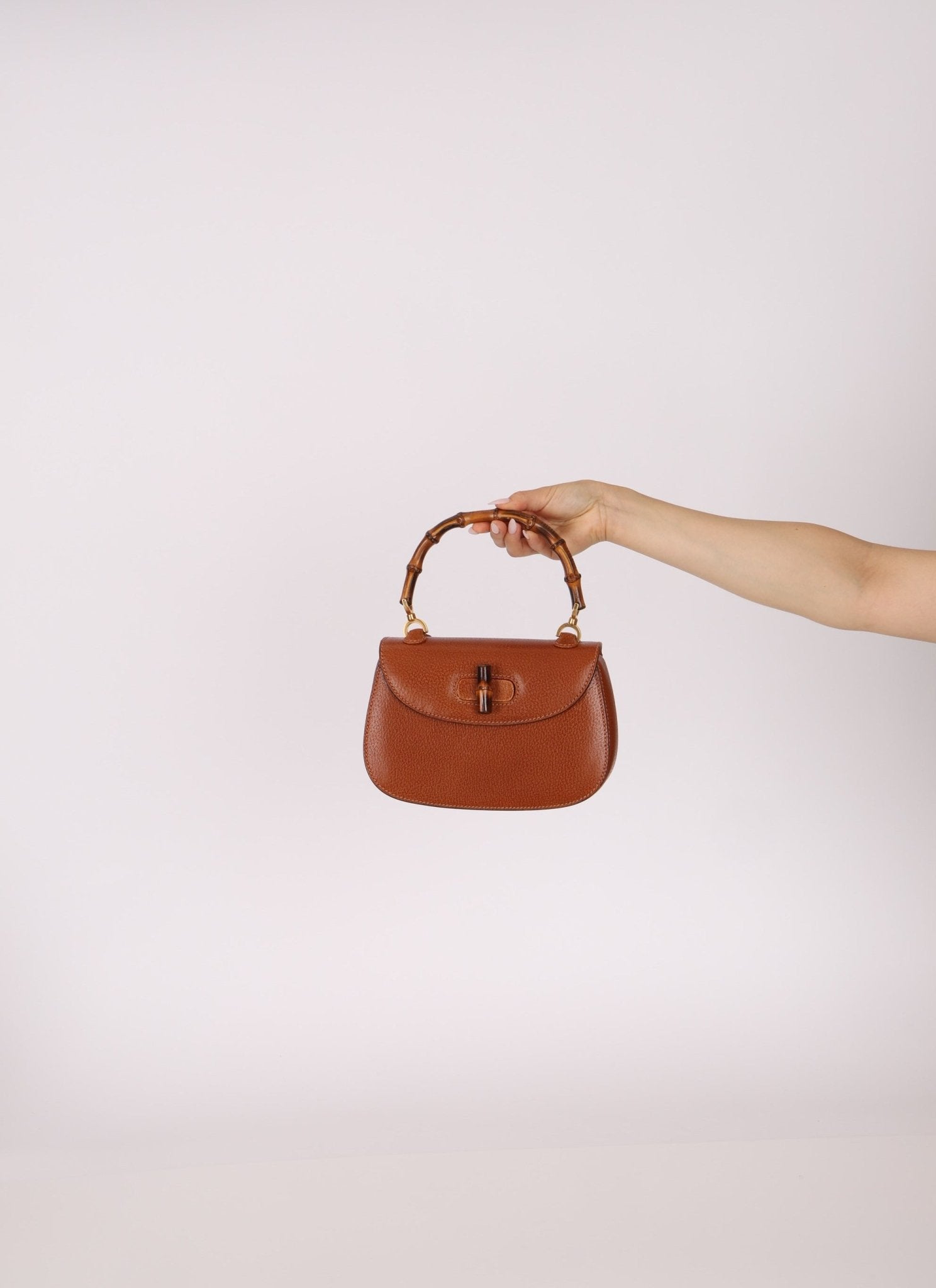 Gucci Brown Bamboo Turnlock Top Handle with Strap - FashioNica
