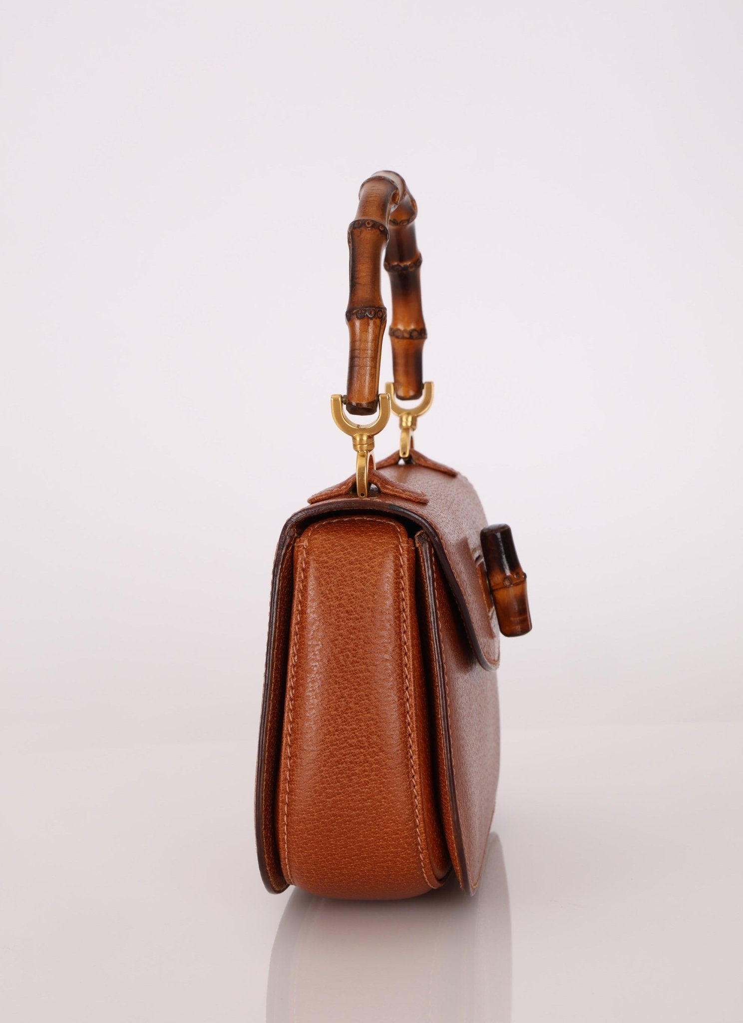 Gucci Brown Bamboo Turnlock Top Handle with Strap - FashioNica