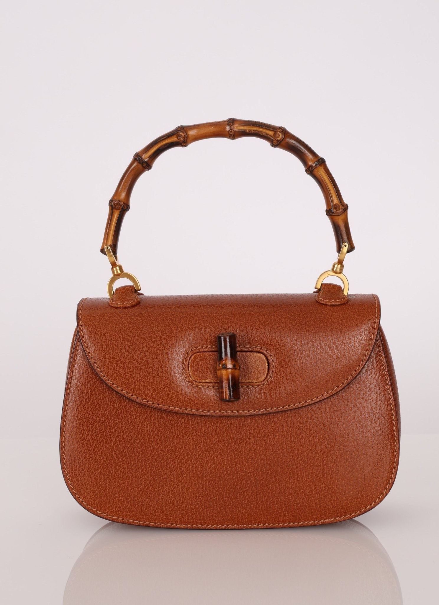 Gucci Brown Bamboo Turnlock Top Handle with Strap - FashioNica